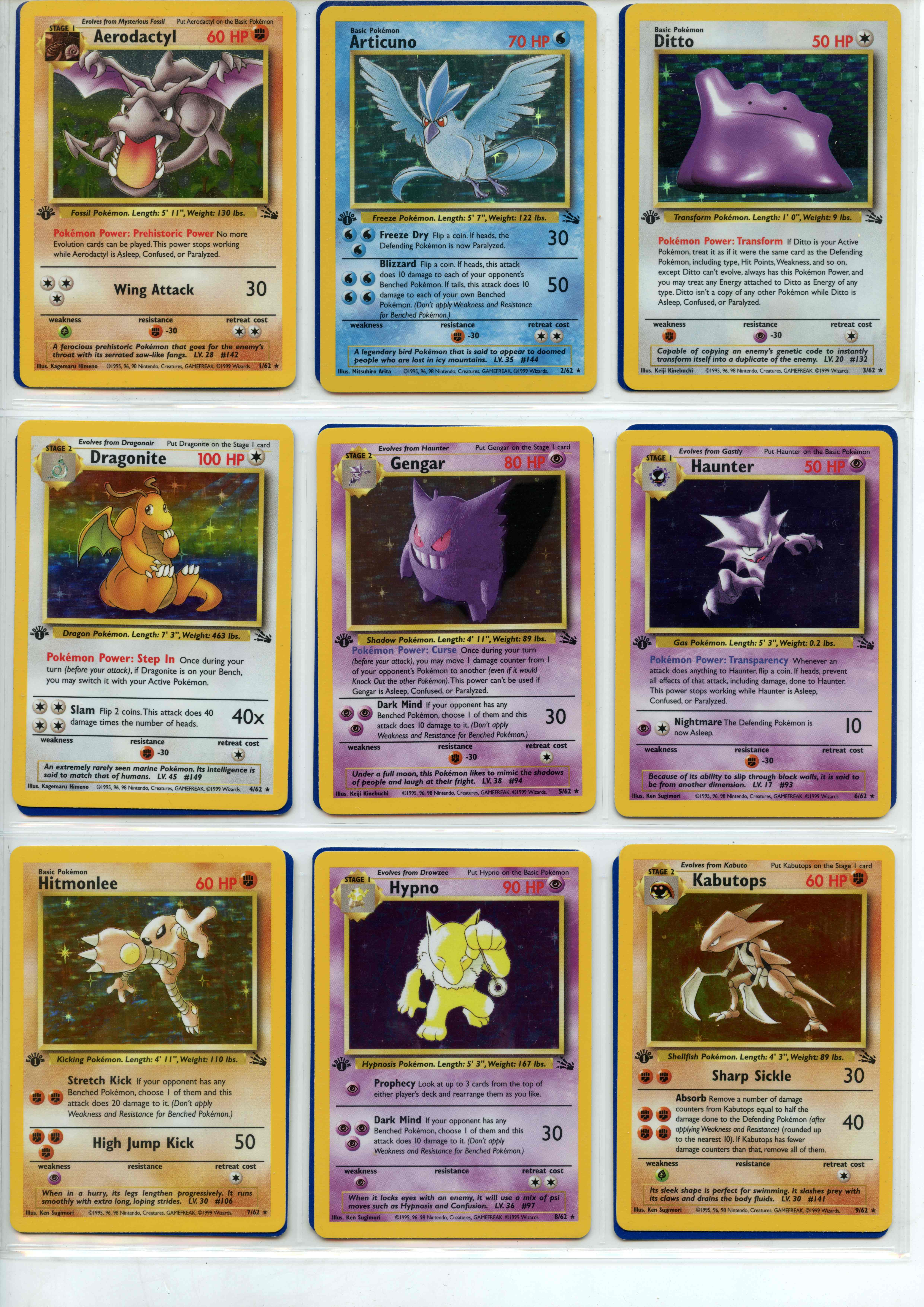 Pokemon TCG - Fossil 1st Ed - Complete Set 102/102