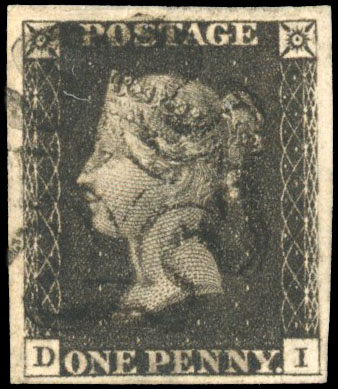 1840 1d Intense black Pl.1a. Black MC 