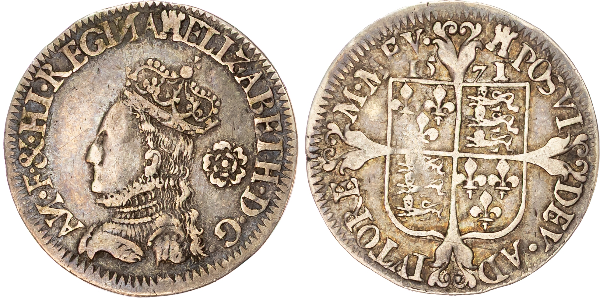 Elizabeth I (1558-1603) Sixpence, 1571, milled issue, mintmark castle. 