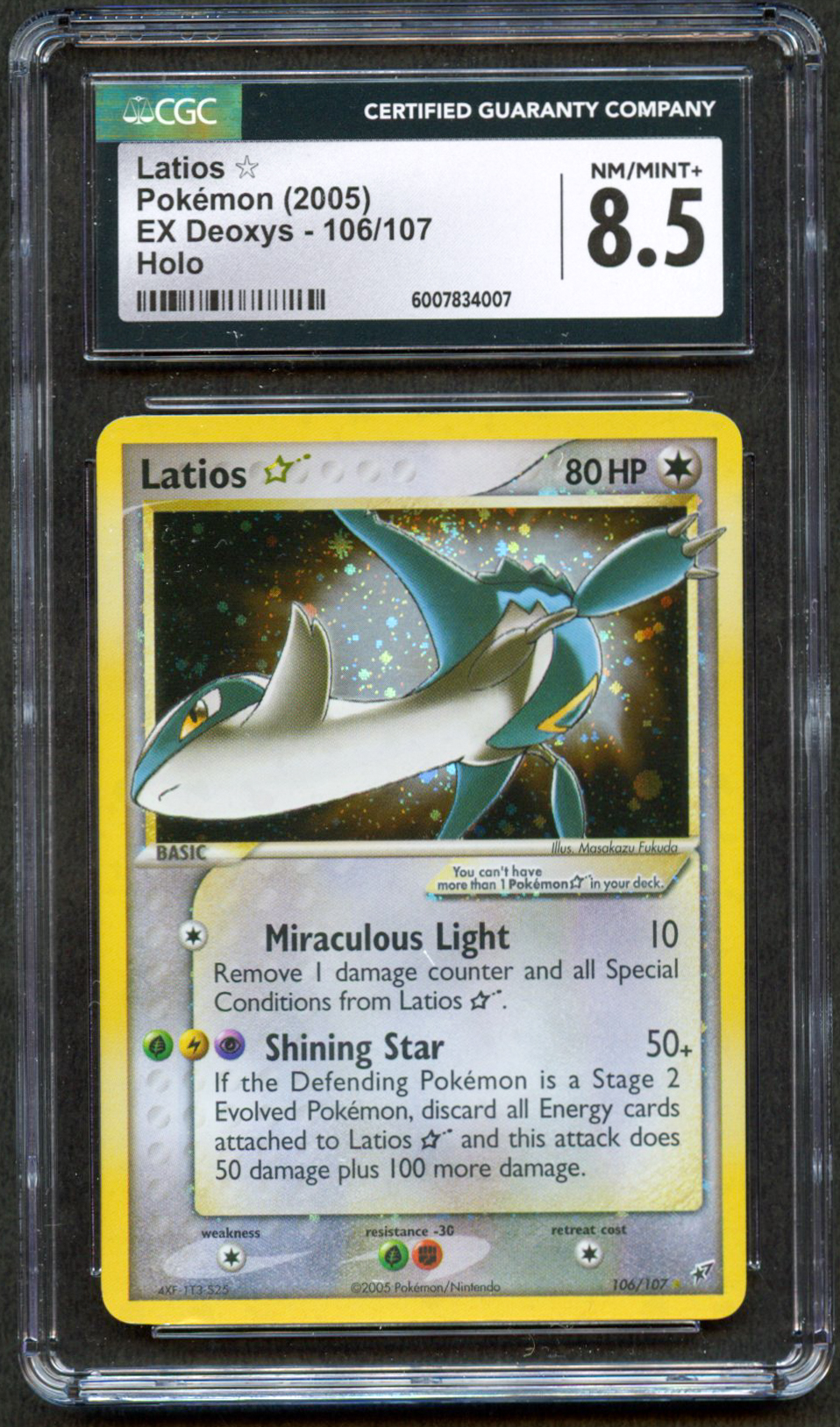CGC 8.5 Latios ☆ Gold Star - EX Deoxys 2005 - 106/107 Holo