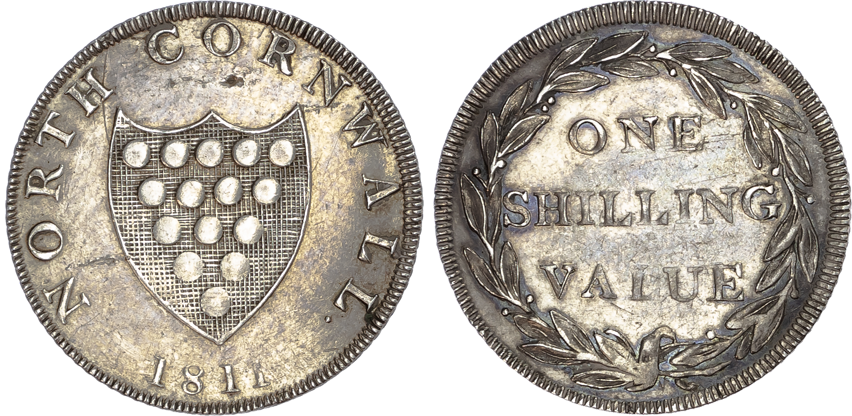 Cornwall, County. Silver shilling, 1811. Arms (D. 1). 