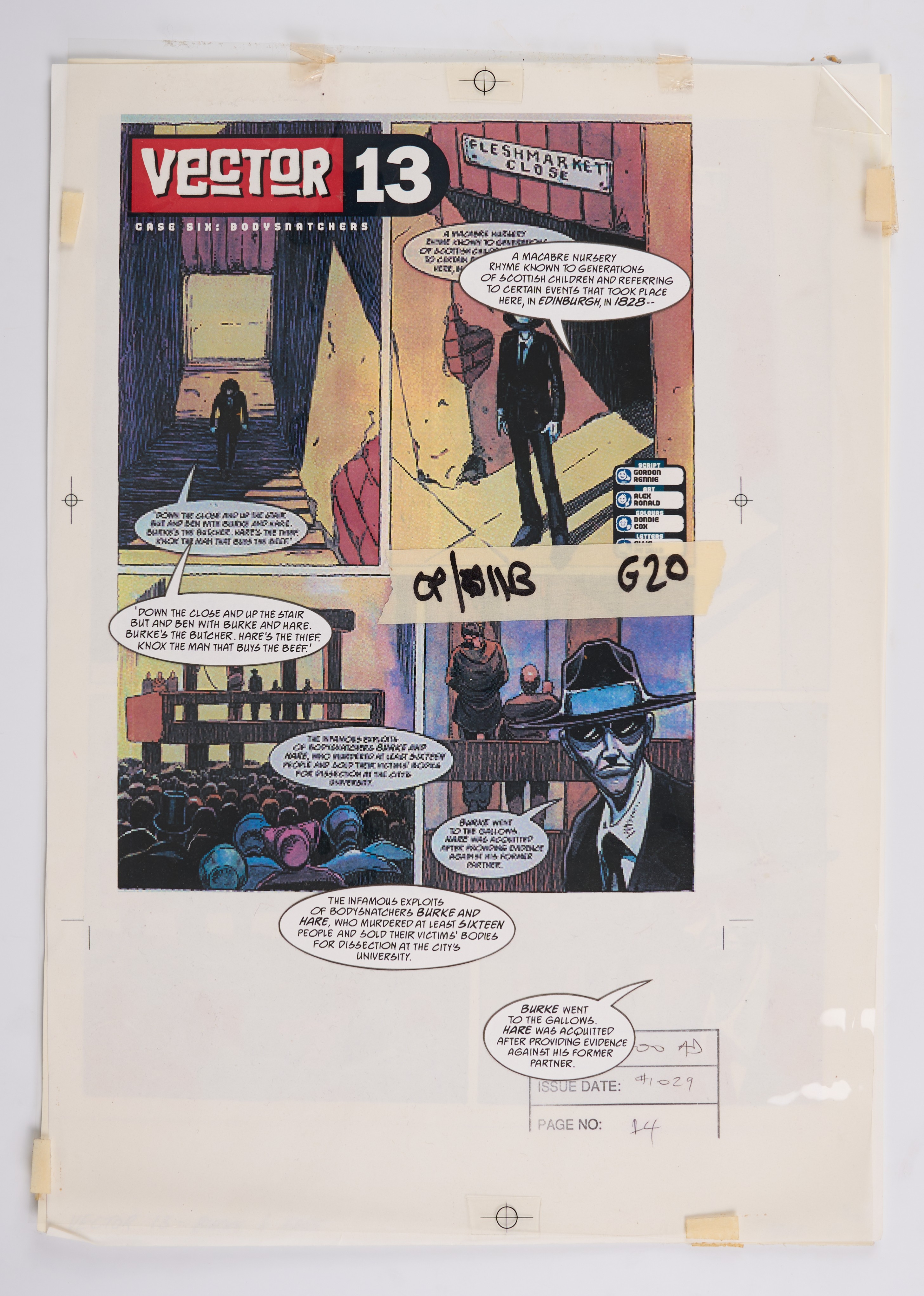 Alex Ronald 2000 AD Prog #1029 Case Six: Bodysnatchers Vector 13 Colour Story Pages (Fleetway, 1997) Total 7