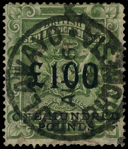 Rhodesia 1896 £100 Green provisional 
