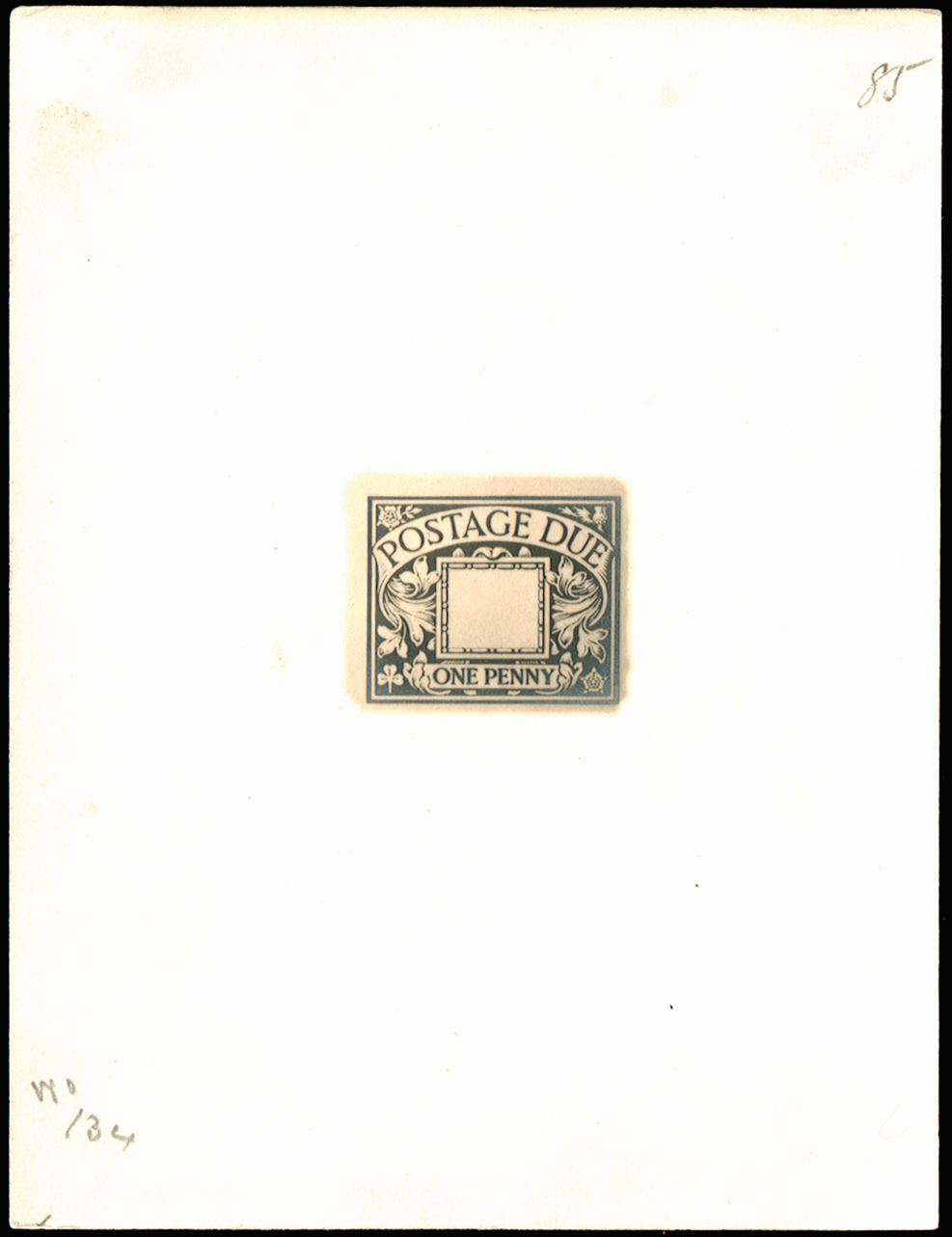 GB SGD2var 1914 1d Postage due bromide proof.