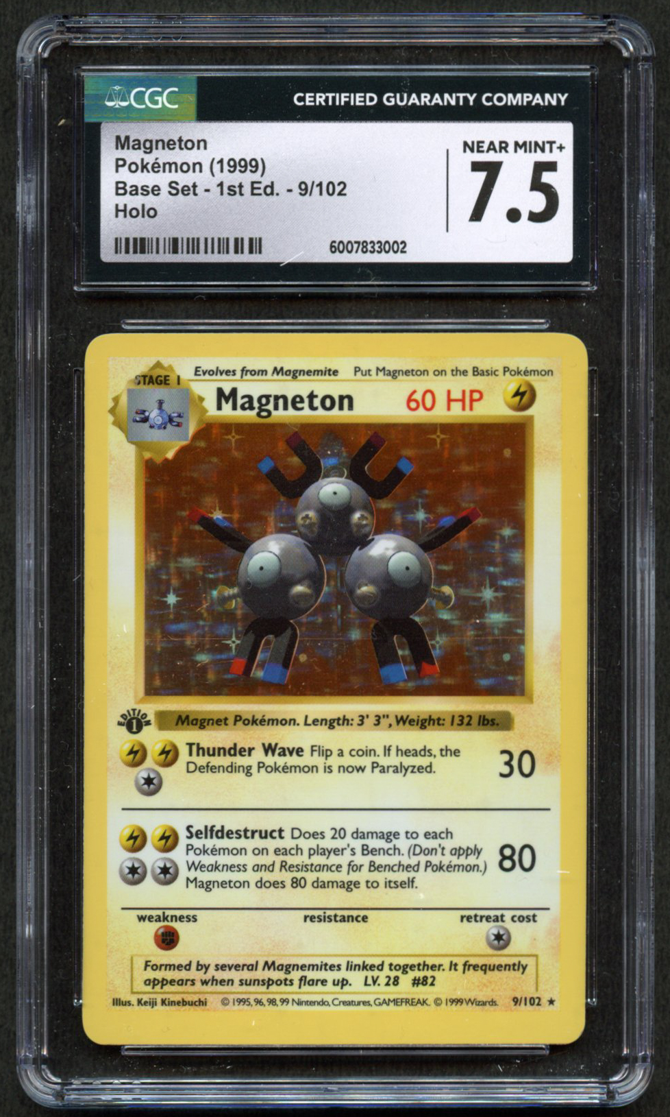 CGC 7.5 Magneton - 1st Edition Shadowless Base Set 1999 - 9/102