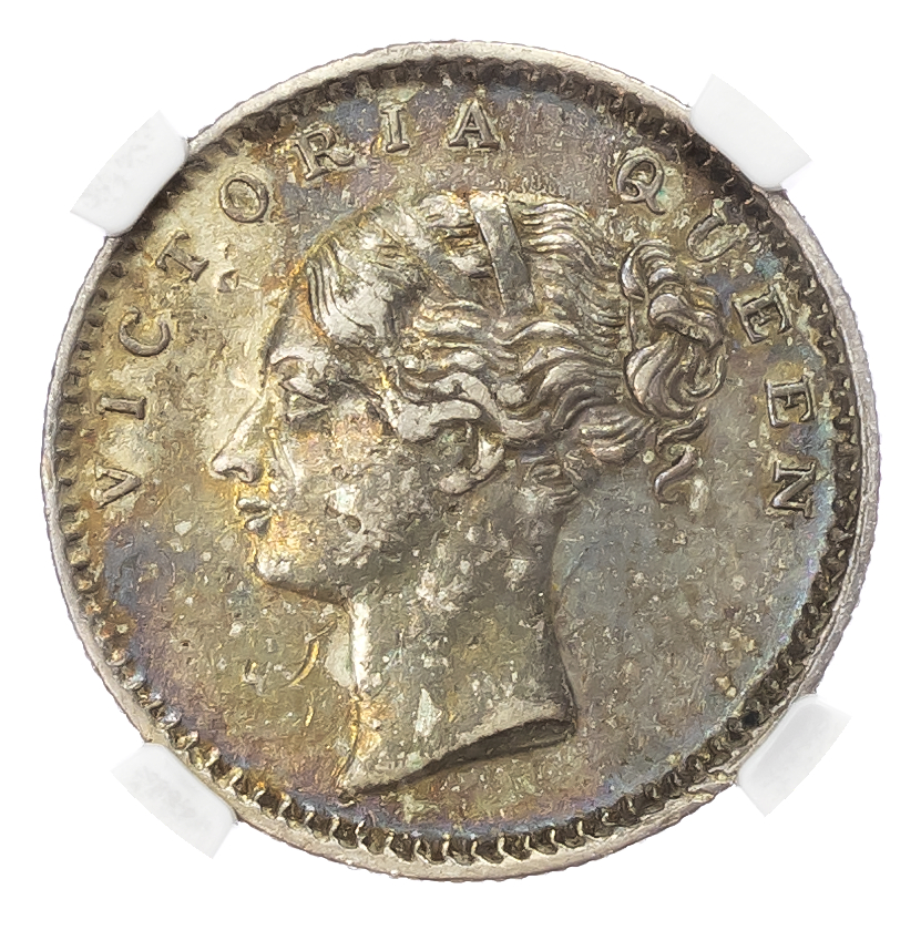 India, British Colonial. Victoria AR ¼ Rupee. 1840(B). 