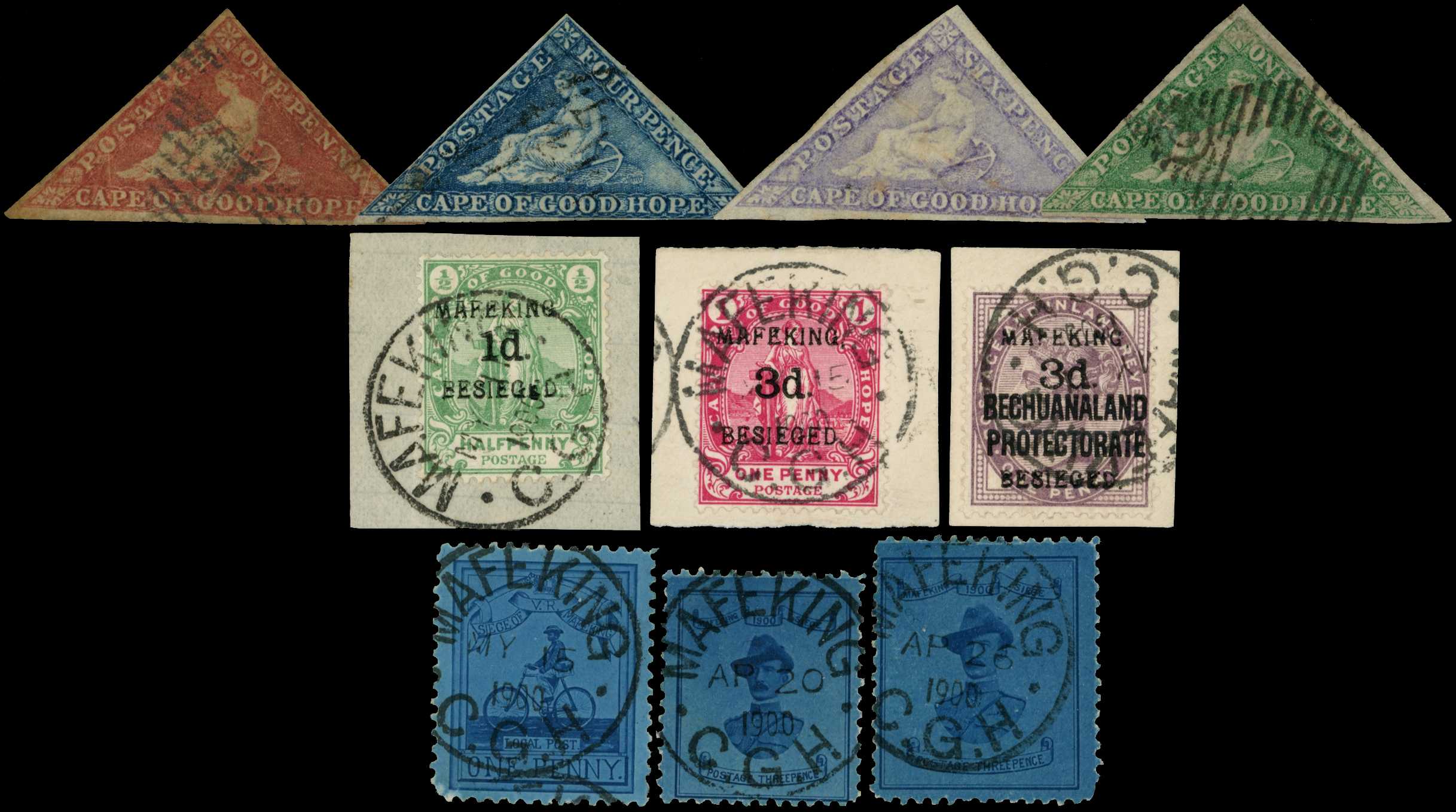 1863-64 1d red, 4d blue, 6d mauve and 1s...