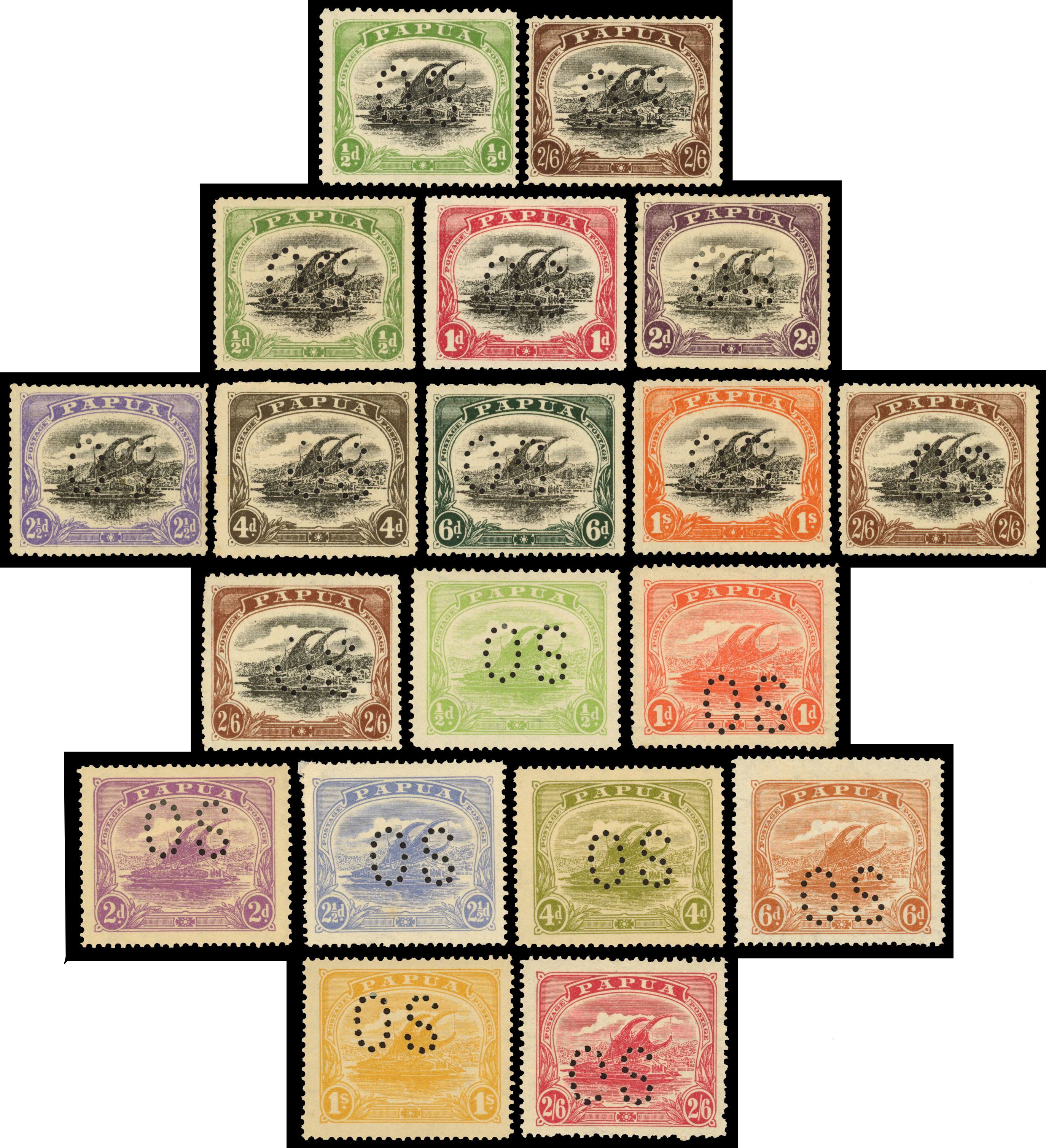Papua 1910-30 official stamps collection