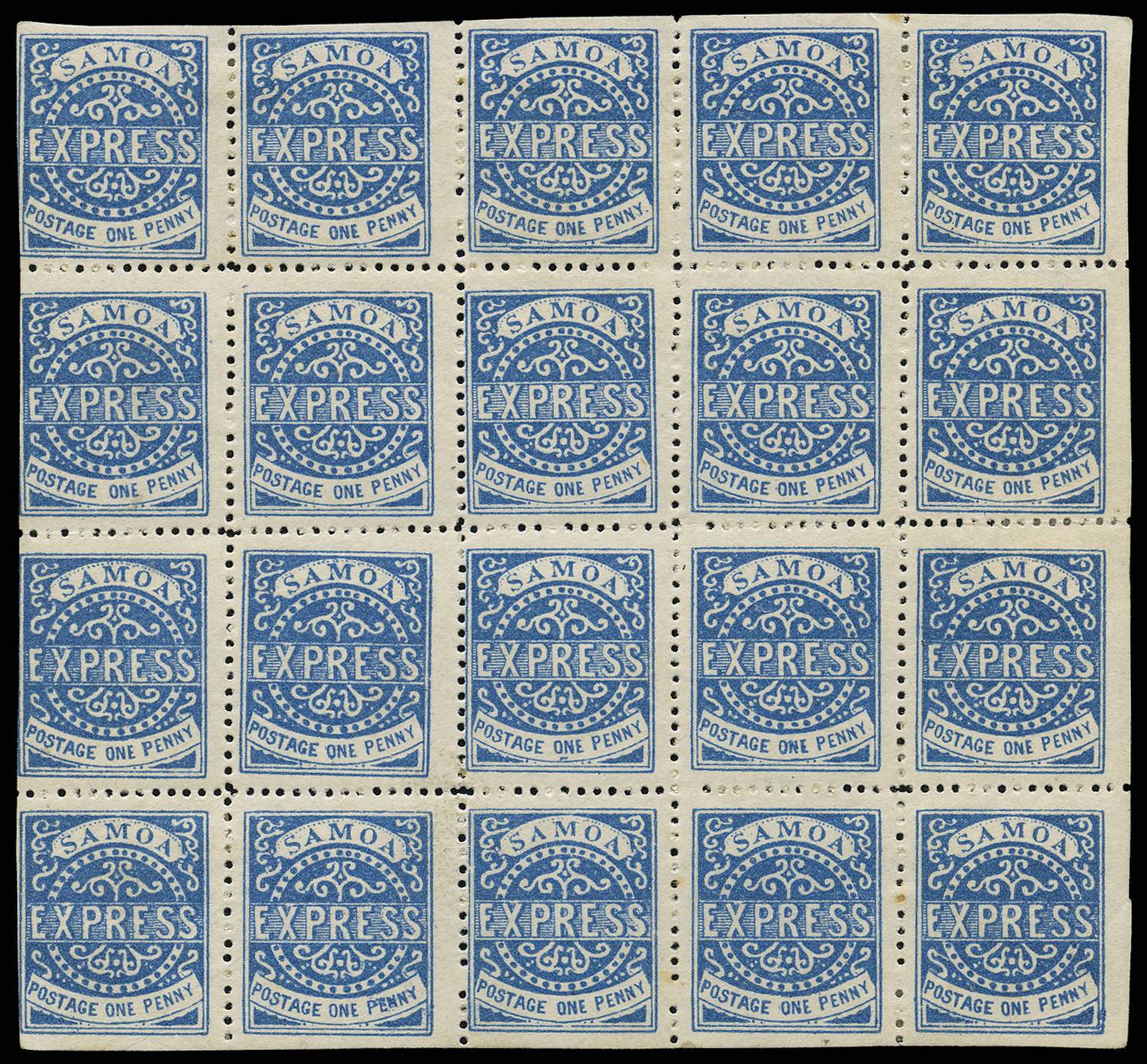 SAMOA SG 15 1877-80 EXPRESS 1d BLUE 3rd STATE COMP SHEET