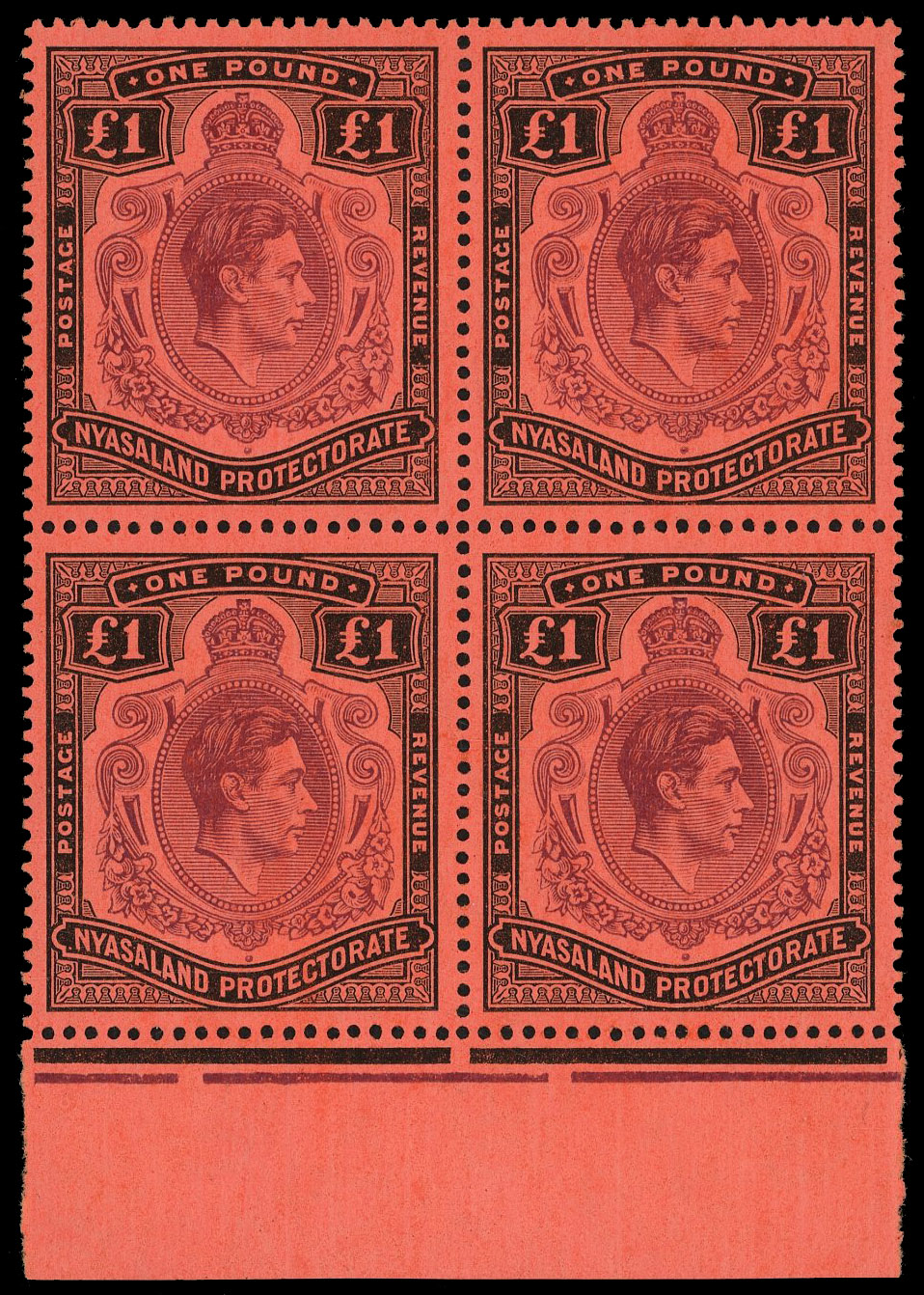 Nyasaland SG 143, a block mint