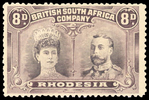 Rhodesia 1910-13 8d deep dull purple and deep dull purple perf 13½