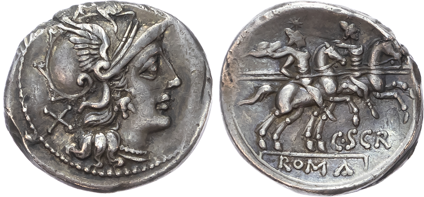 C. Scribonius (154 BC) AR Denarius, Rome, 4.03g. 