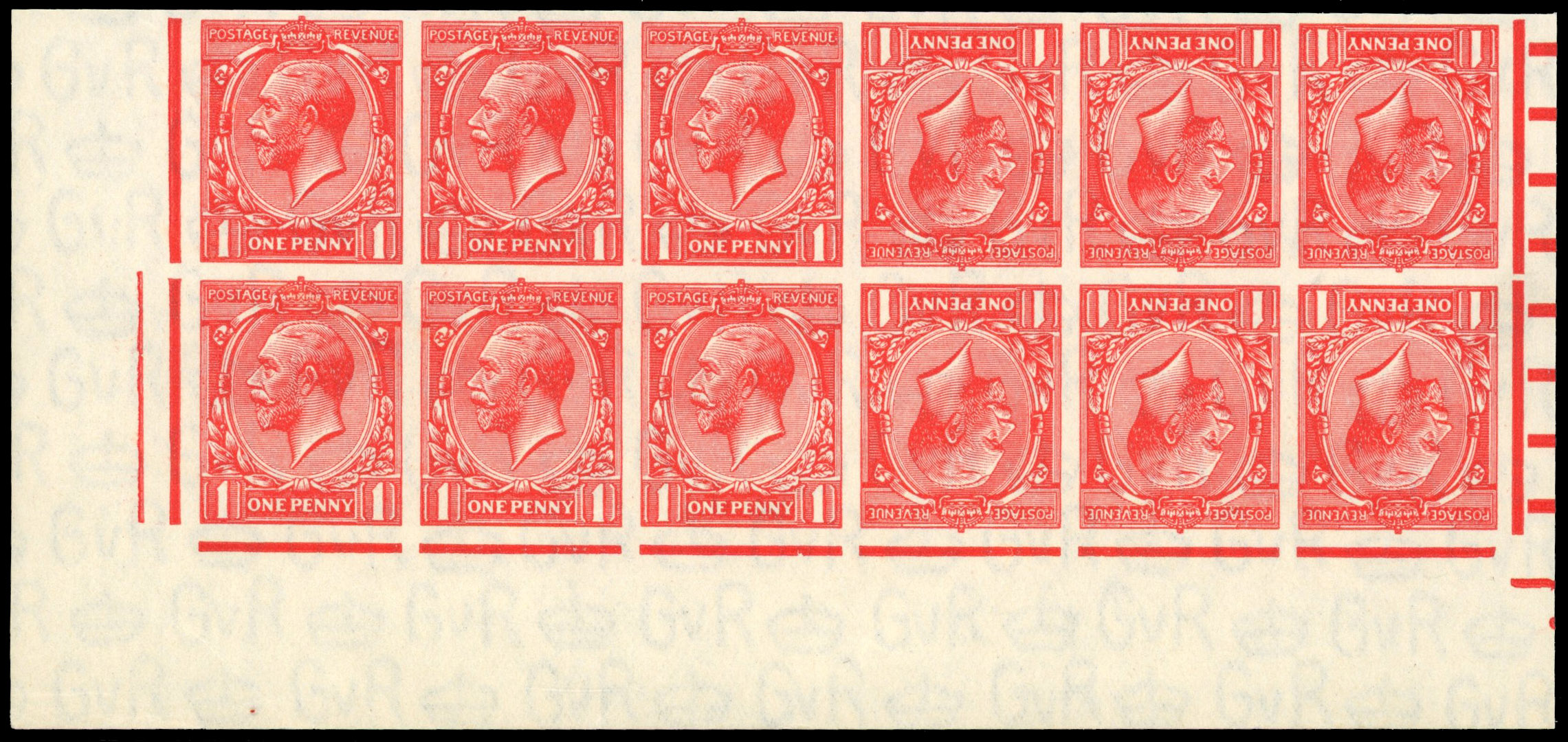 Great Britain 1934 1d Scarlet, Tête-bêche Pair, BPMA Imprimatur, SG 419