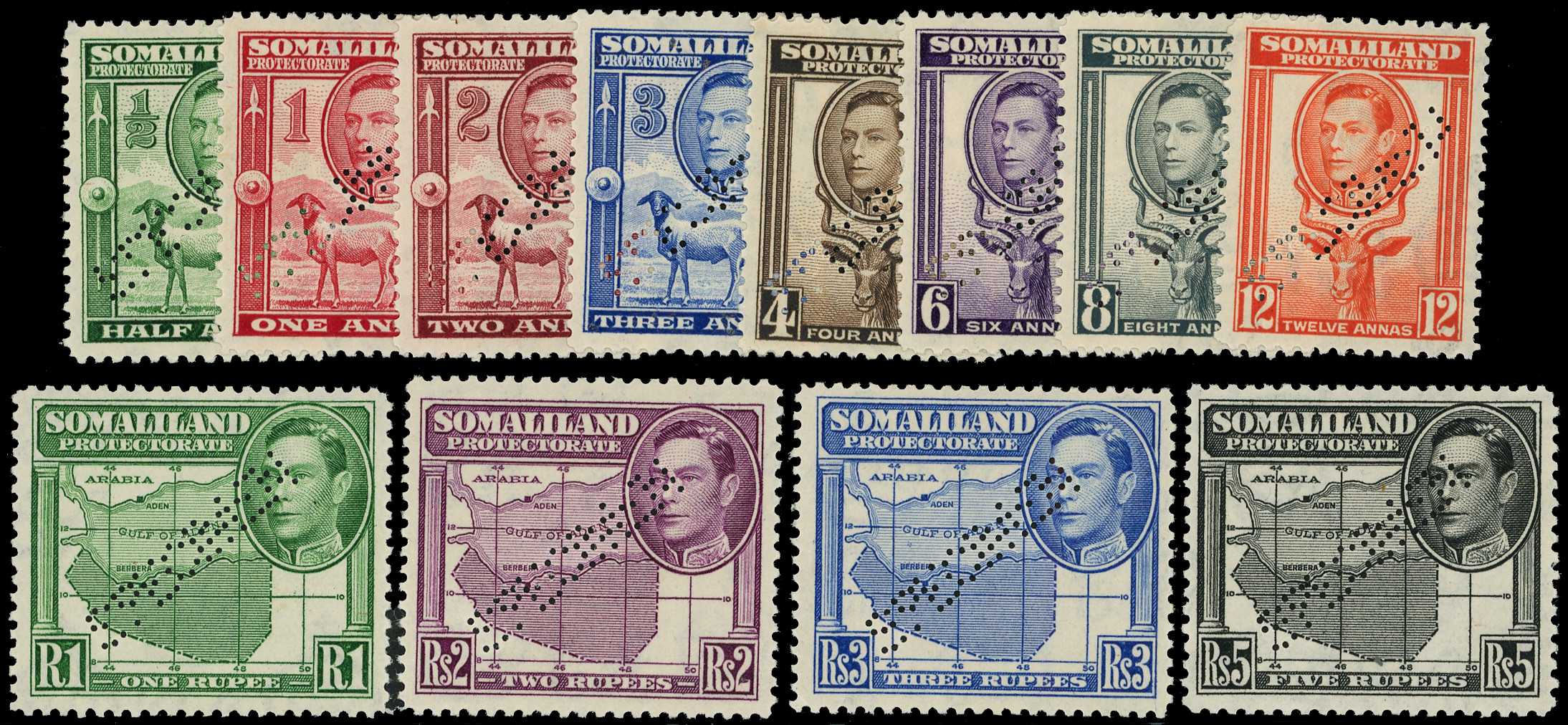 1938 set of twelve perforated SPECIMEN Type...