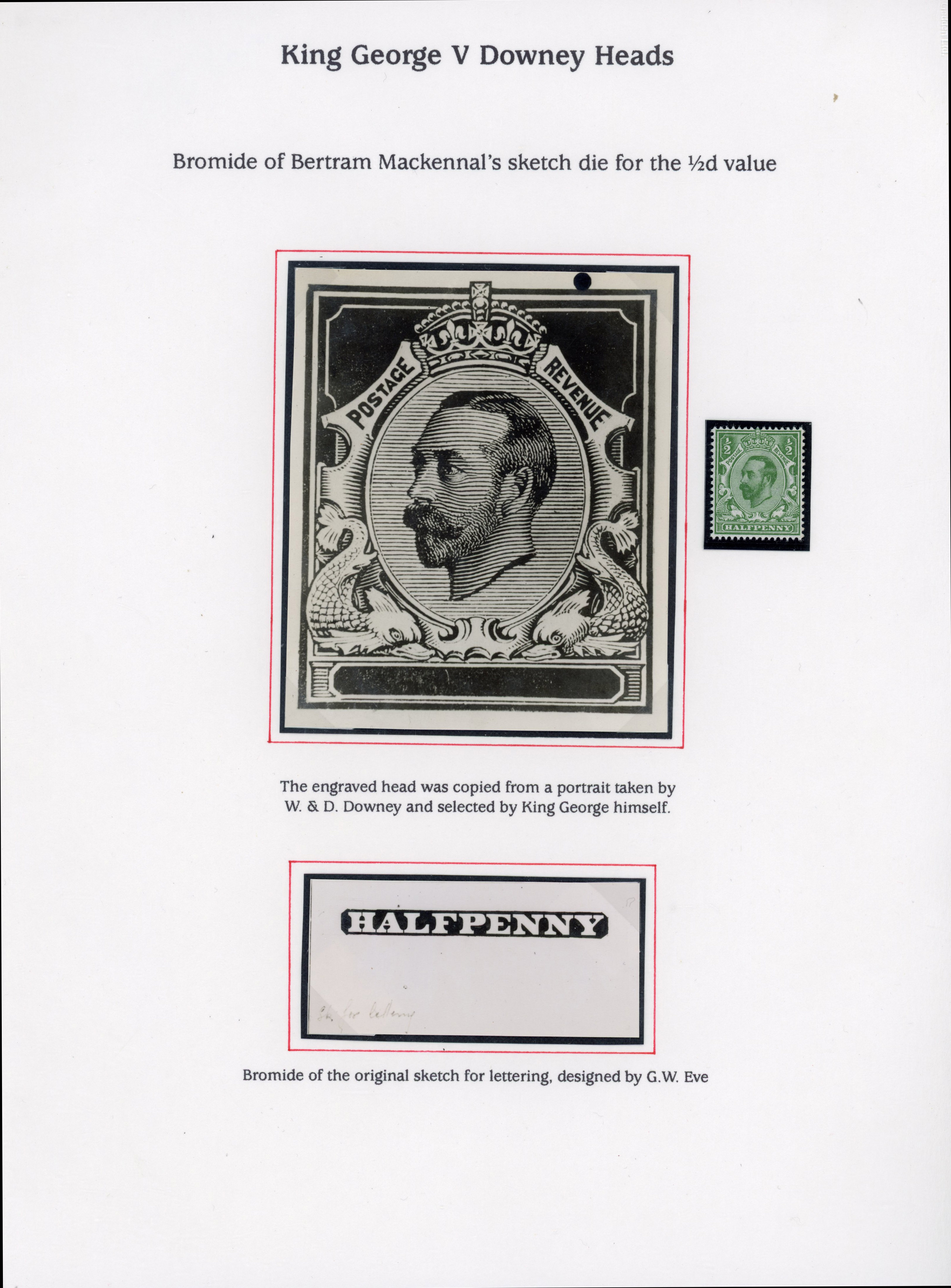 GB SG 322 1911 ½d Mackennal sketch die bromide