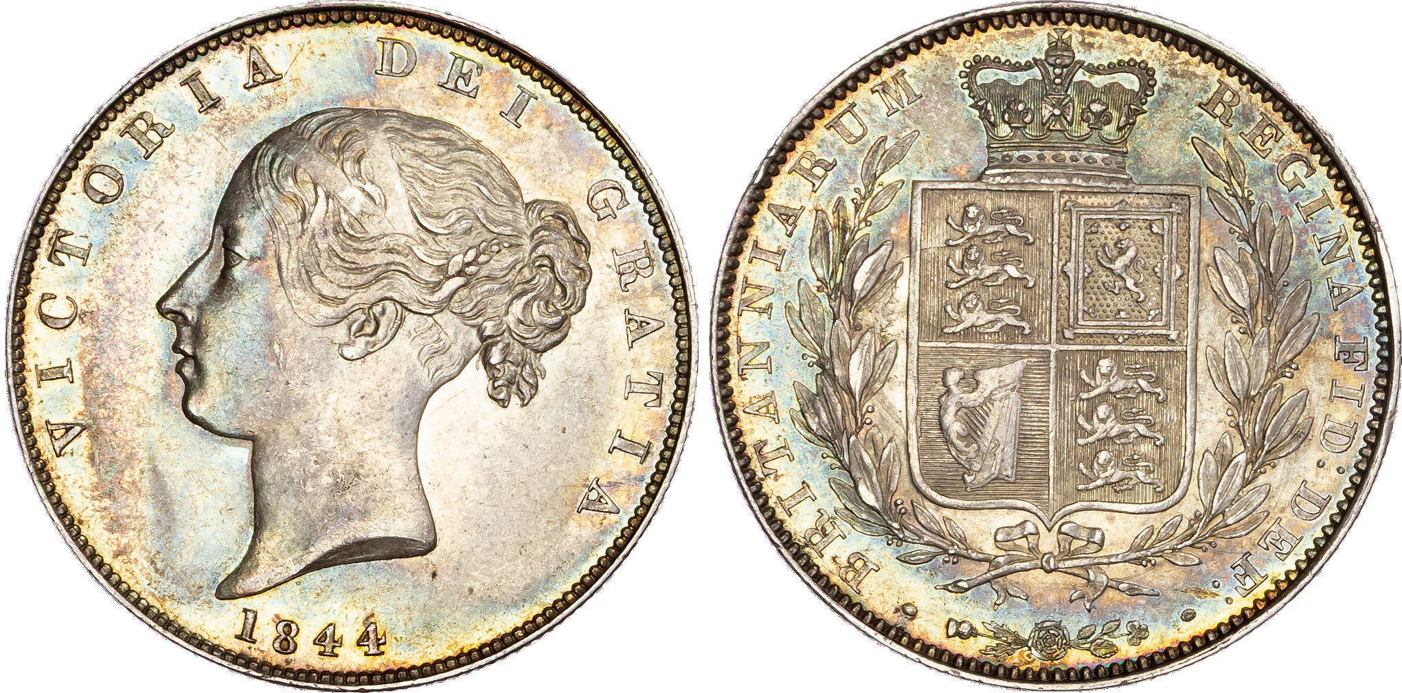 Victoria (1837-1901), AR Halfcrown, 1844, type A⁴. 