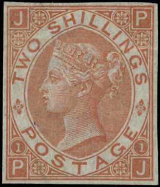1880 2/- brown Plate 1 (PJ),...