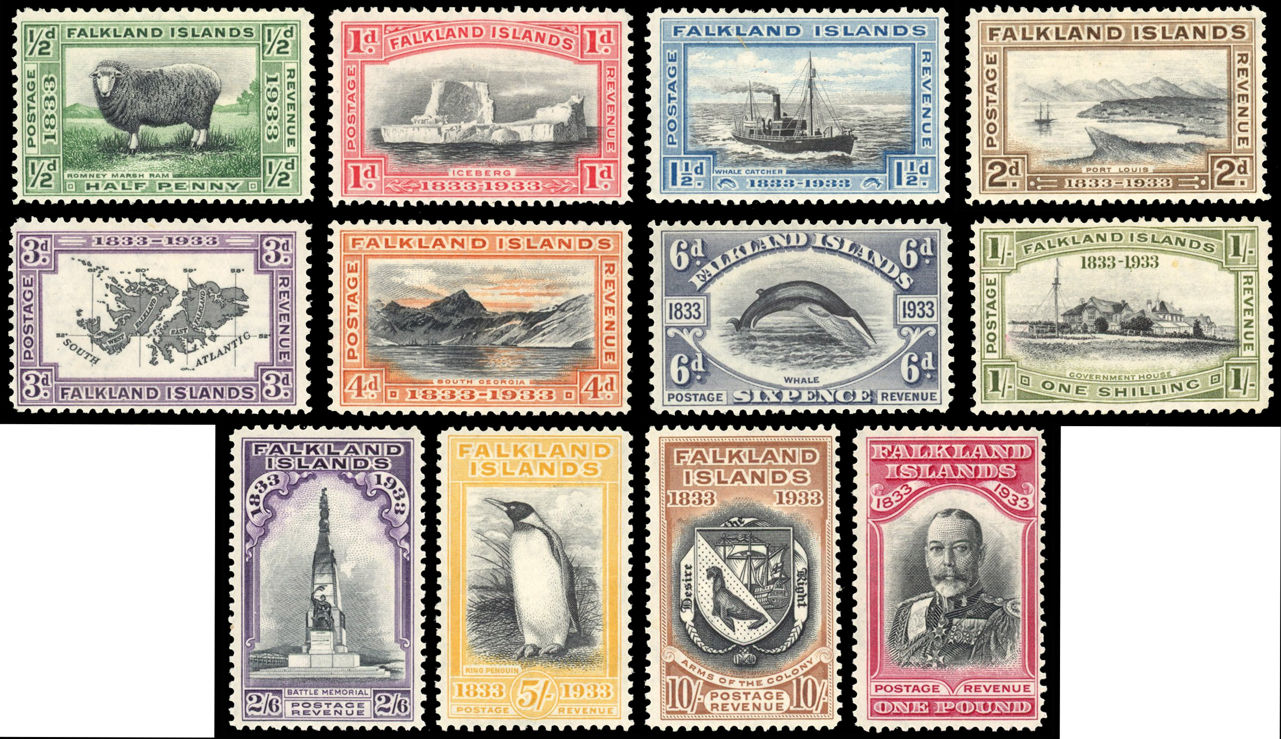 Falkland Is SG 127-138 1933 Centenary set mint