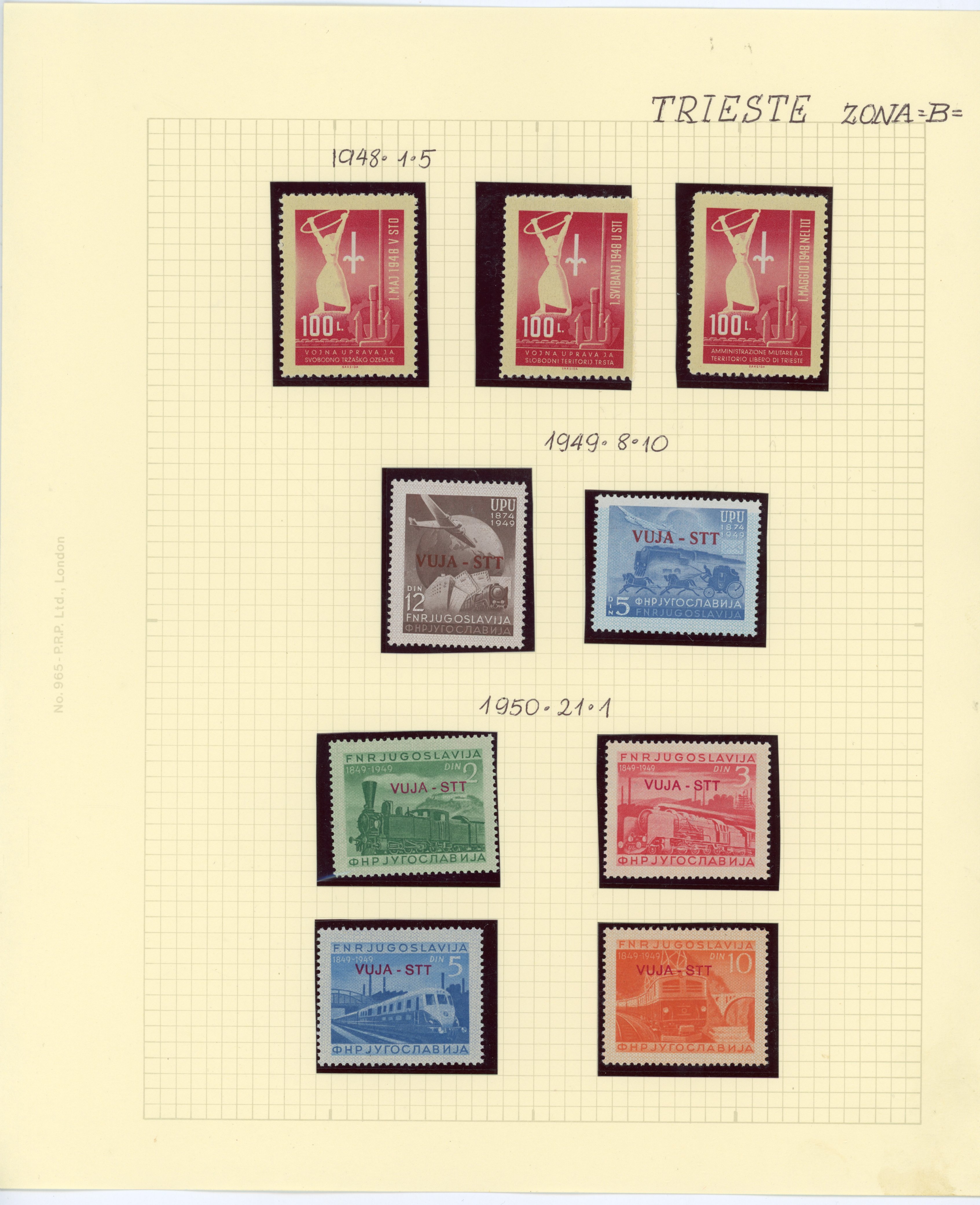 Italy Trieste Zone B collection on pages