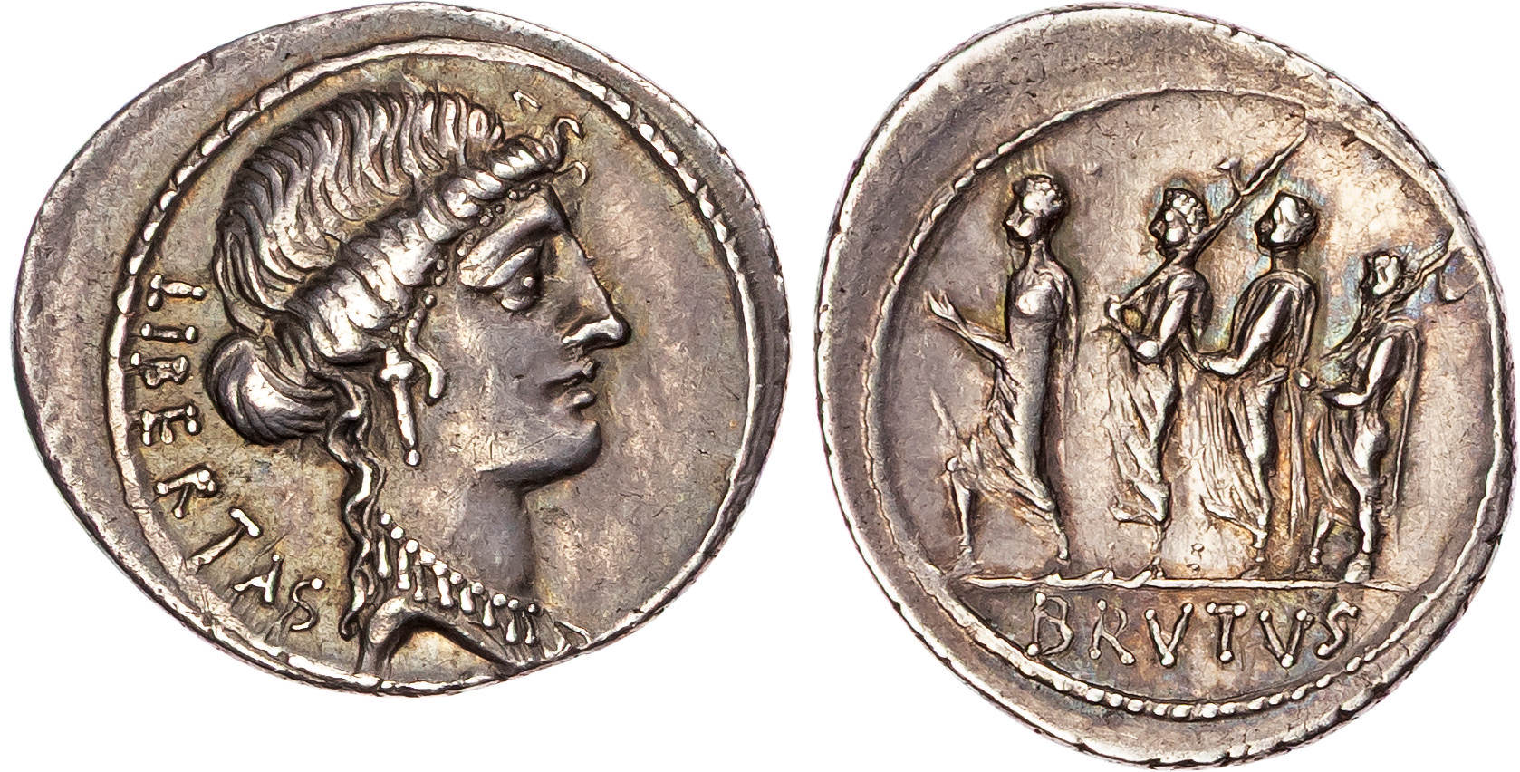 Q. Servilius Caepio (M. Junius) Brutus (54 BC) AR Denarius, mint of Rome, 3.48g. 