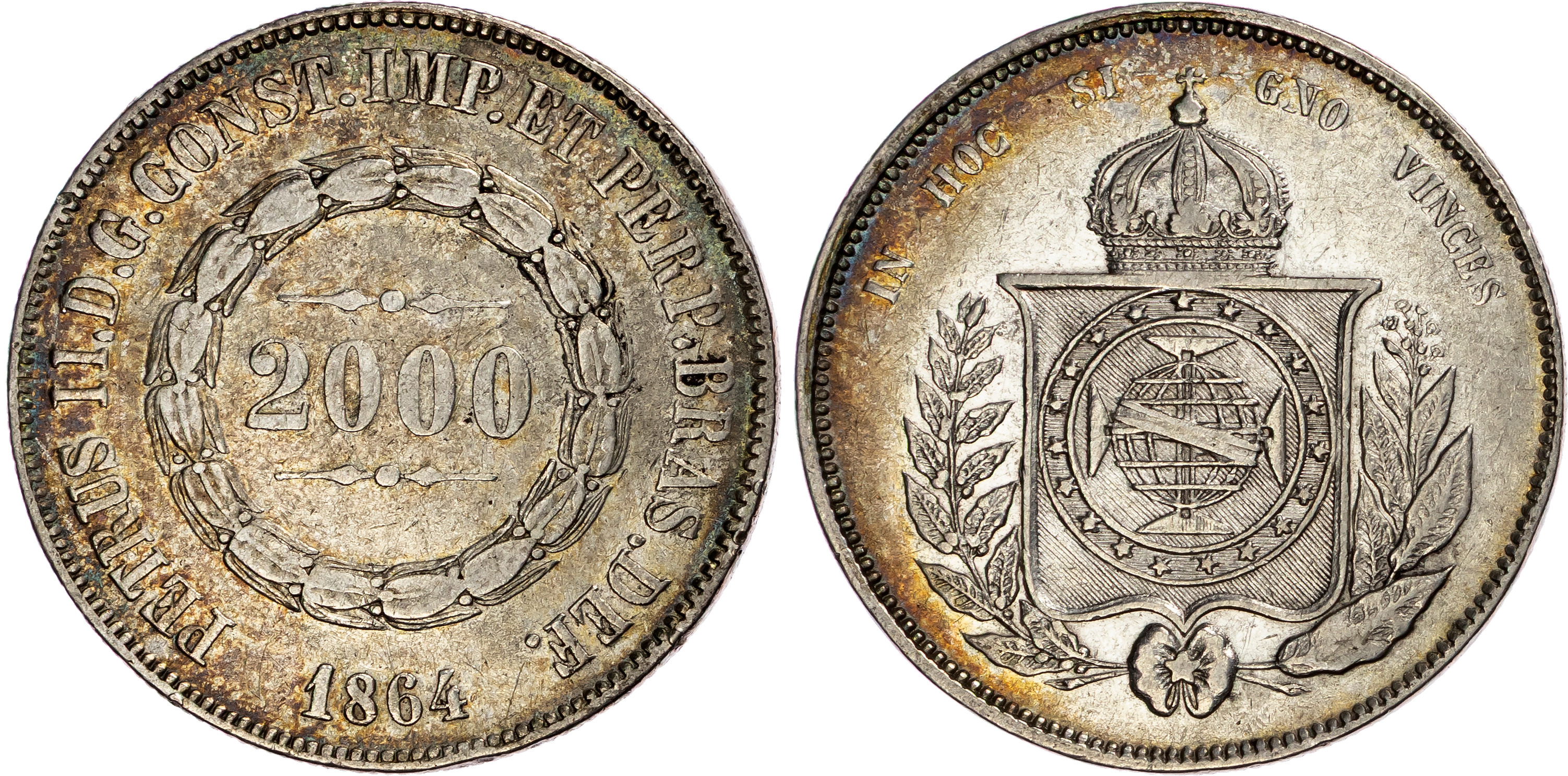 Brazil, Pedro II (1831-1889), silver 2000 Réis (2)