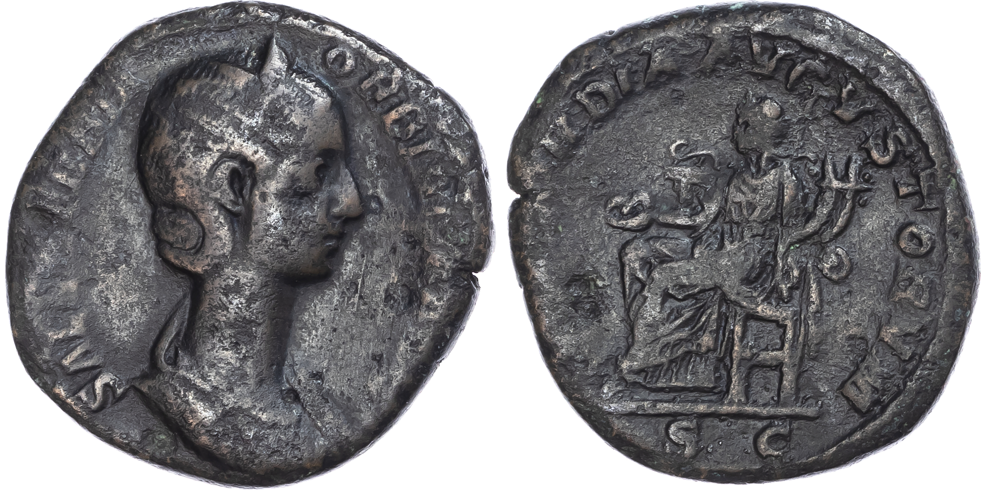Orbiana (Augusta, AD 222-235) AE Sestertius, Rome, AD 225, 19.82g. 