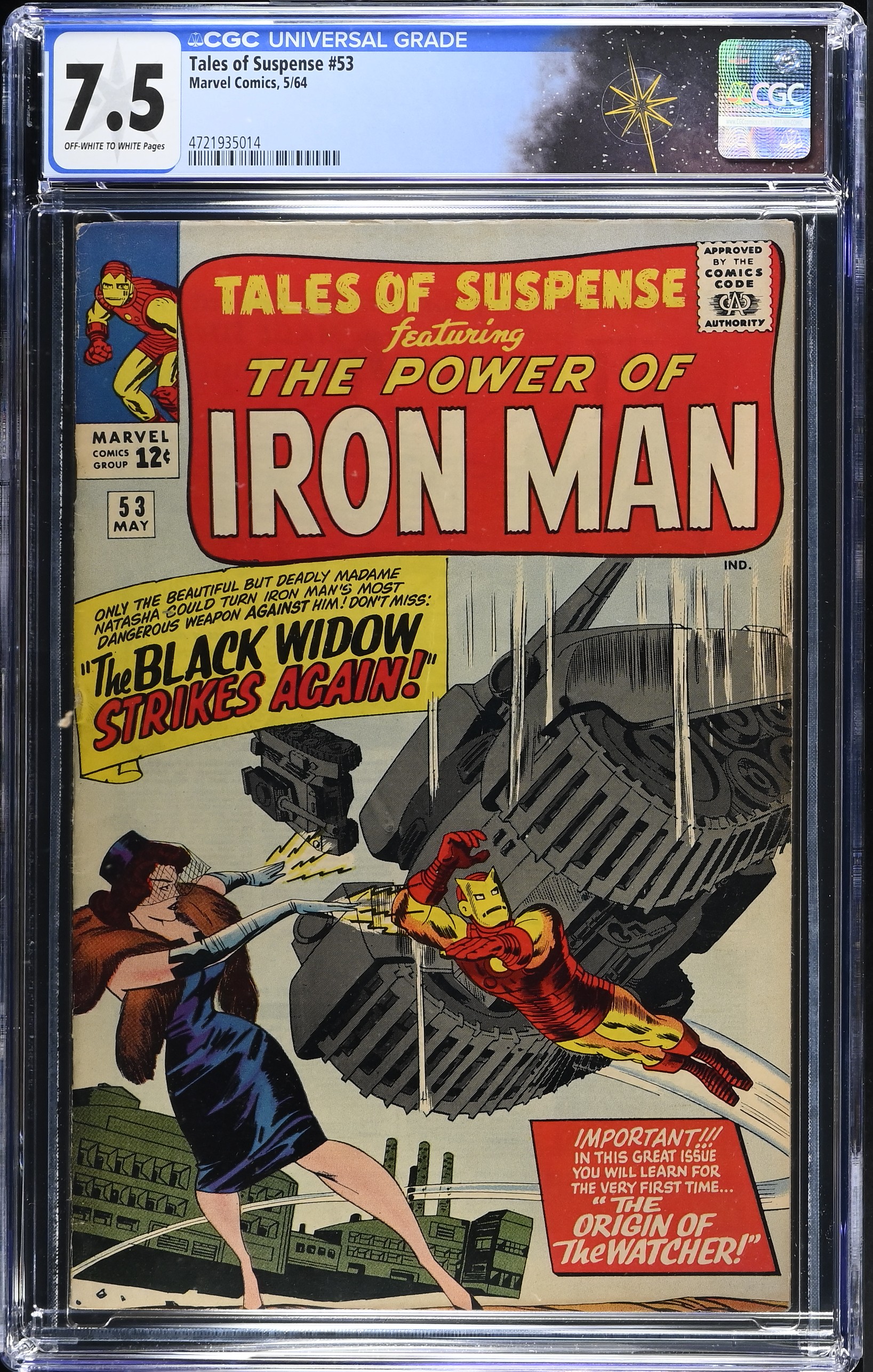 Tales of Suspense #53 CGC 7.5 2nd Appearance of Black Widow Kirby Cover (Marvel Comics, 1964) Off-White to White Pages