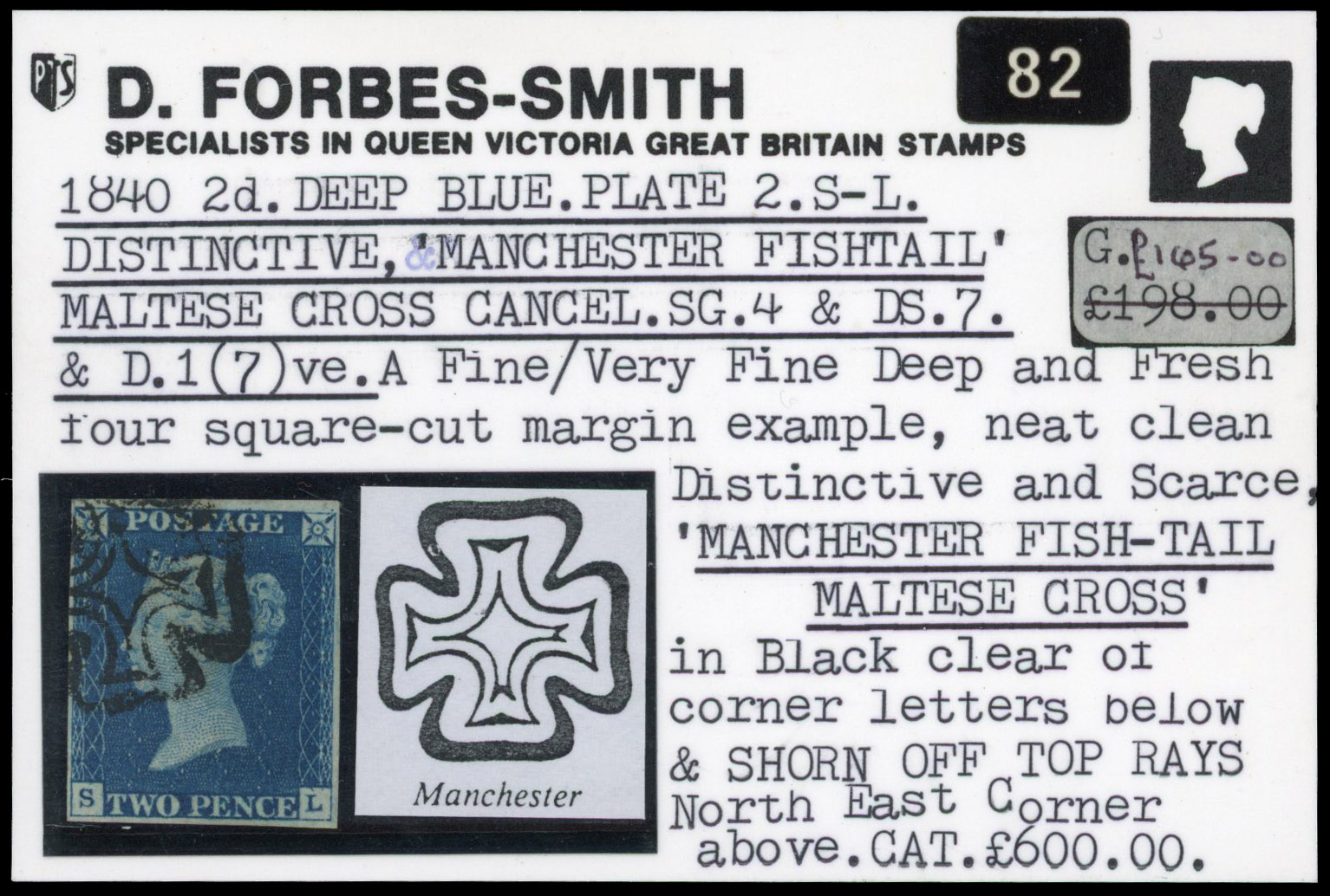 1840 2d blue, plate 2 (SL), close to good margins, cancelled