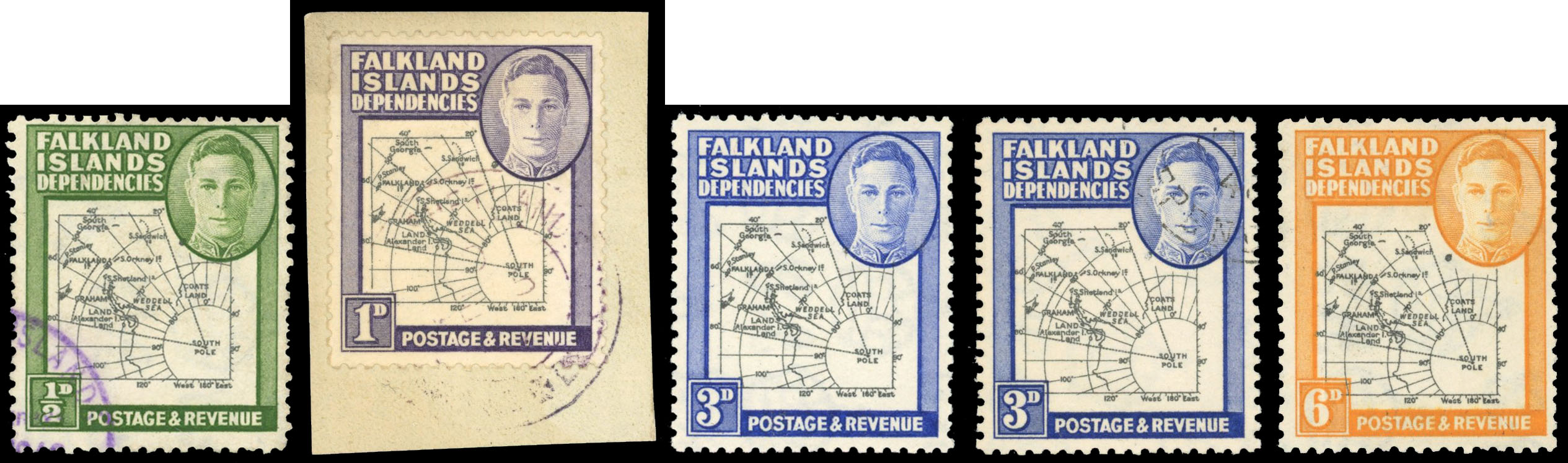 FID 1946 Thick Map group with Pl. 1 R4/6 extra dot by oval, SG G1d/G6d