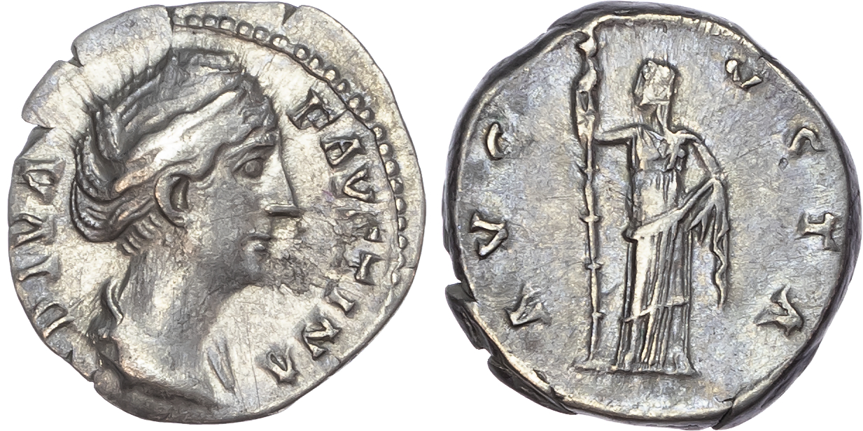 Diva Faustina Senior (d. AD 140/1) AR Denarius, Rome, 3.36g. 