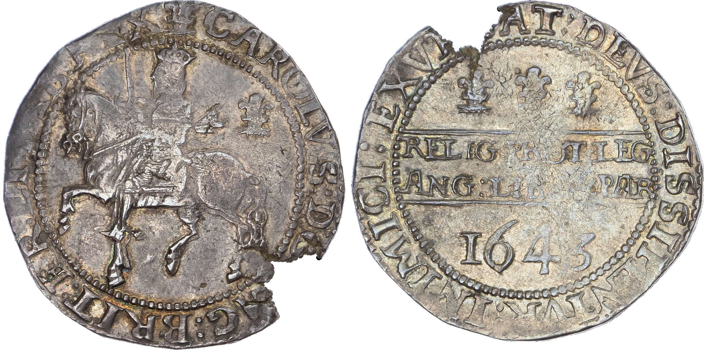 Charles I, (1625 ‑1649), AR Halfcrown, 1643, 15.13gm. Oxford mint
