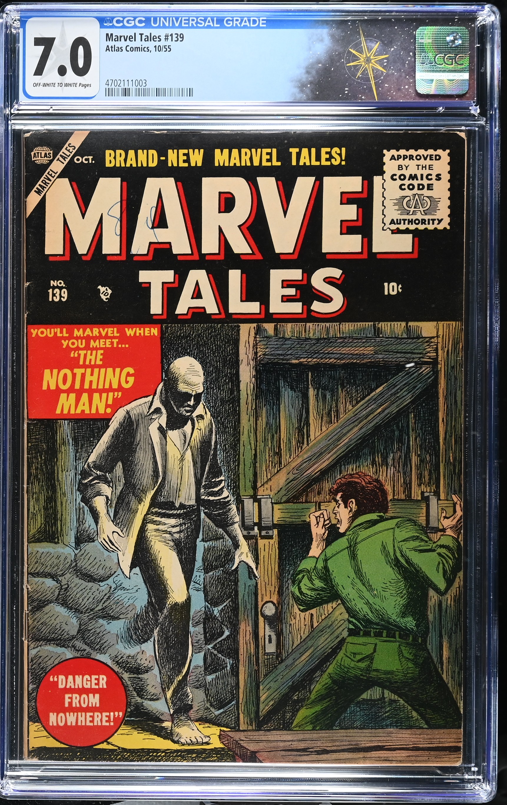 Marvel Tales #139 CGC 7.0 Cover by Carl Burgos (Atlas, 1955) Off-White to White Pages