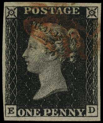 1840 1d black Plate 1b (ED) four close to...
