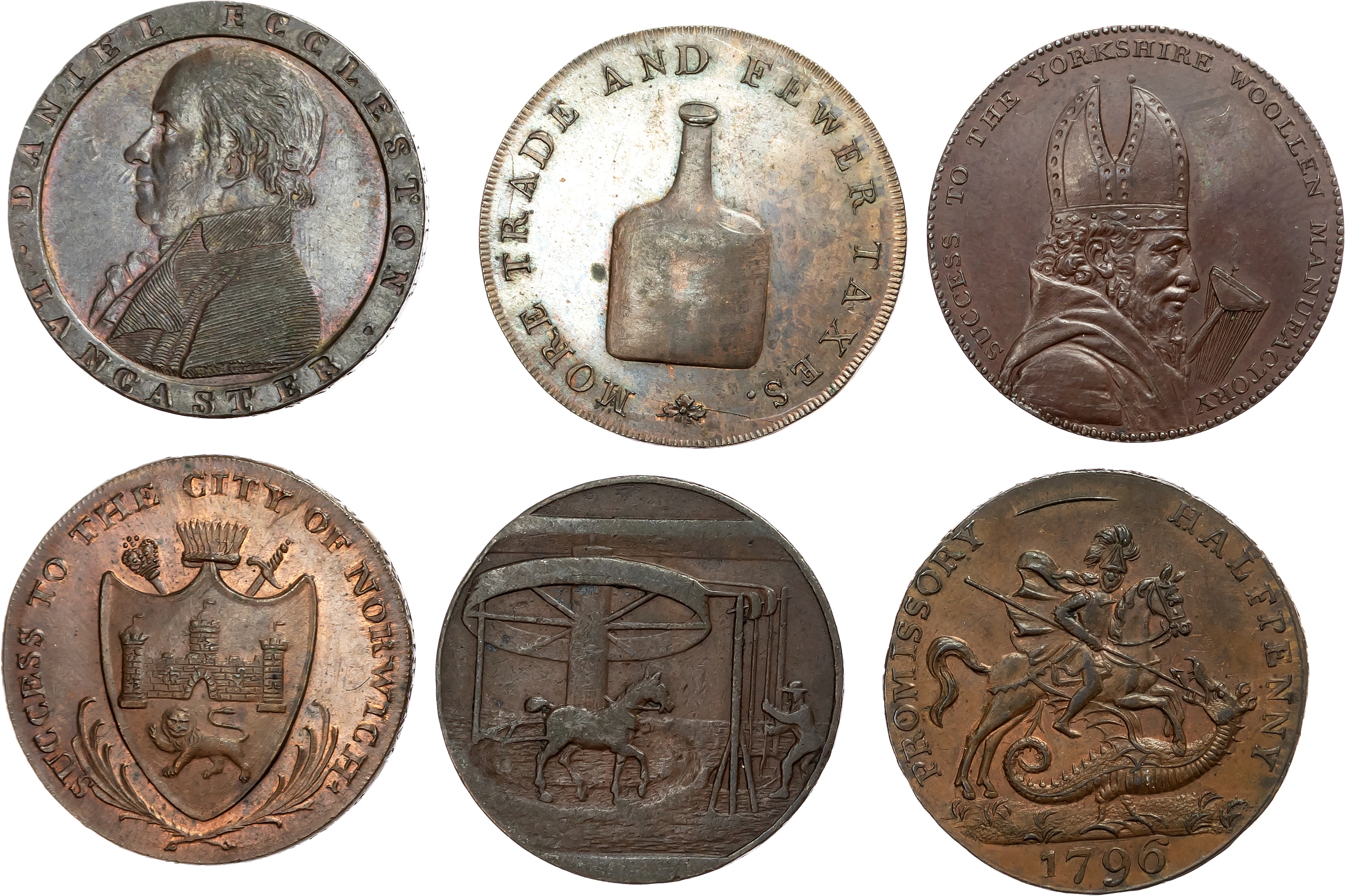 Cumb. Low Hall colliery Halfpenny (DH 1); Hants.,  Portsea three inns’ Halfpenny (DH 60); Lancs . Lancaster Eccleston’s  …