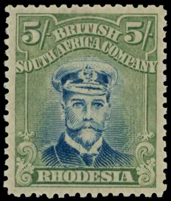 1918-21 5/- Head Die IIIB, perf 14, toned...