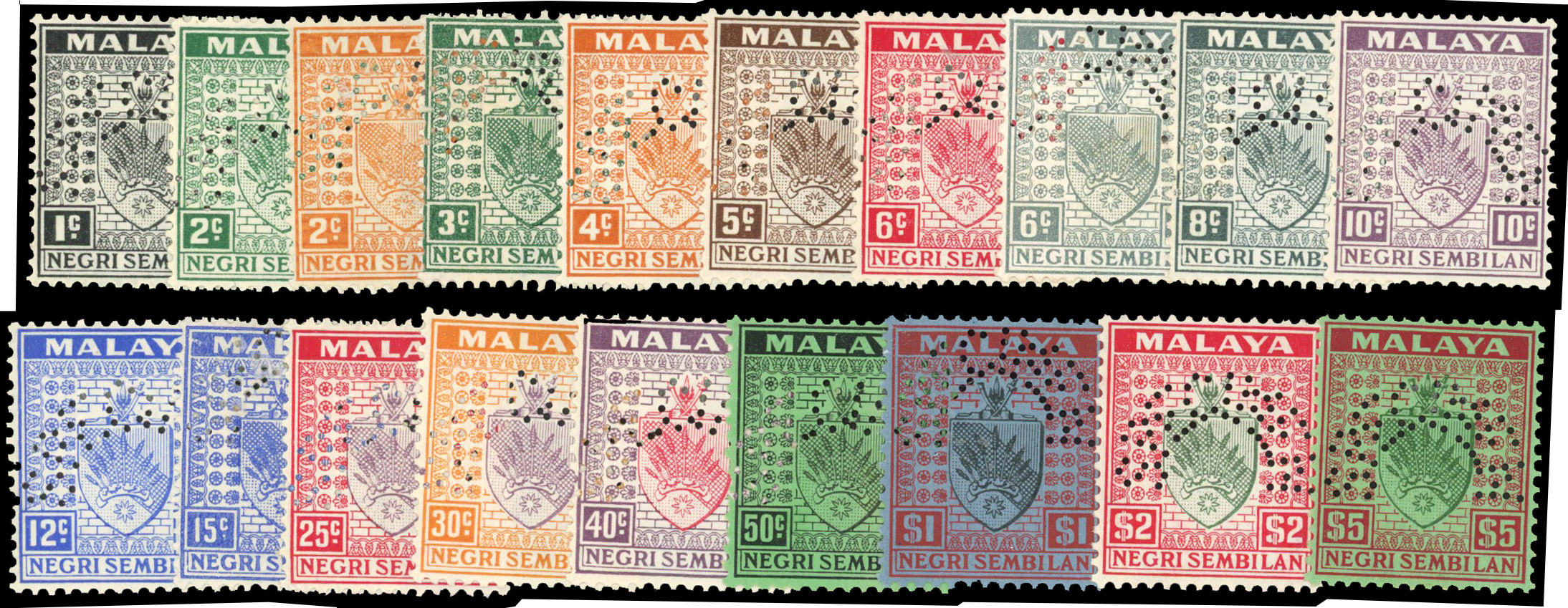 1935-41 set of nineteen perforated SPECIMEN...