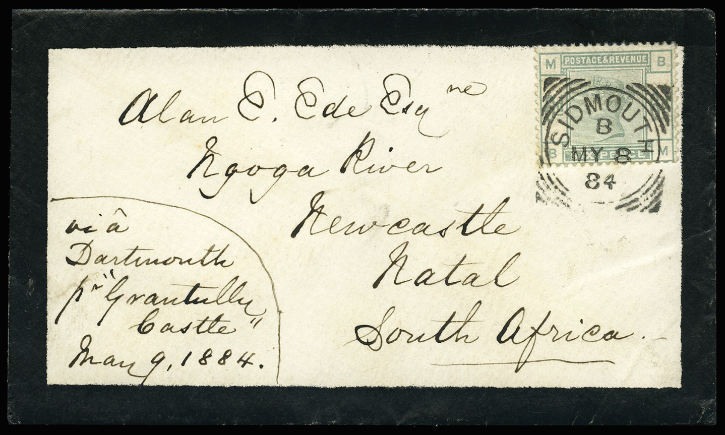 GB 1884  SG194 Cover to Newcastle, Natal