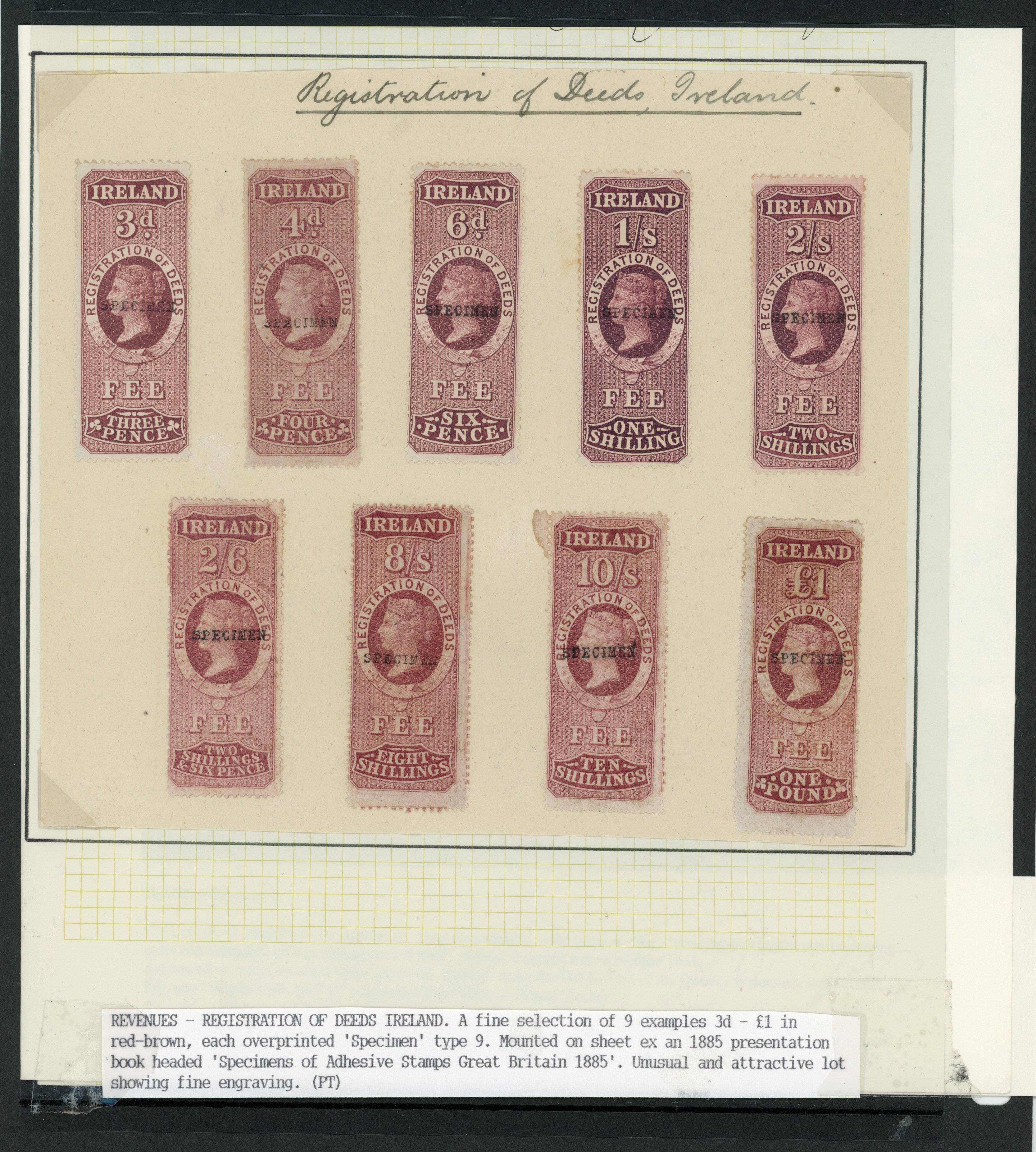 Ireland Registration of Deeds 1881 set Specimens