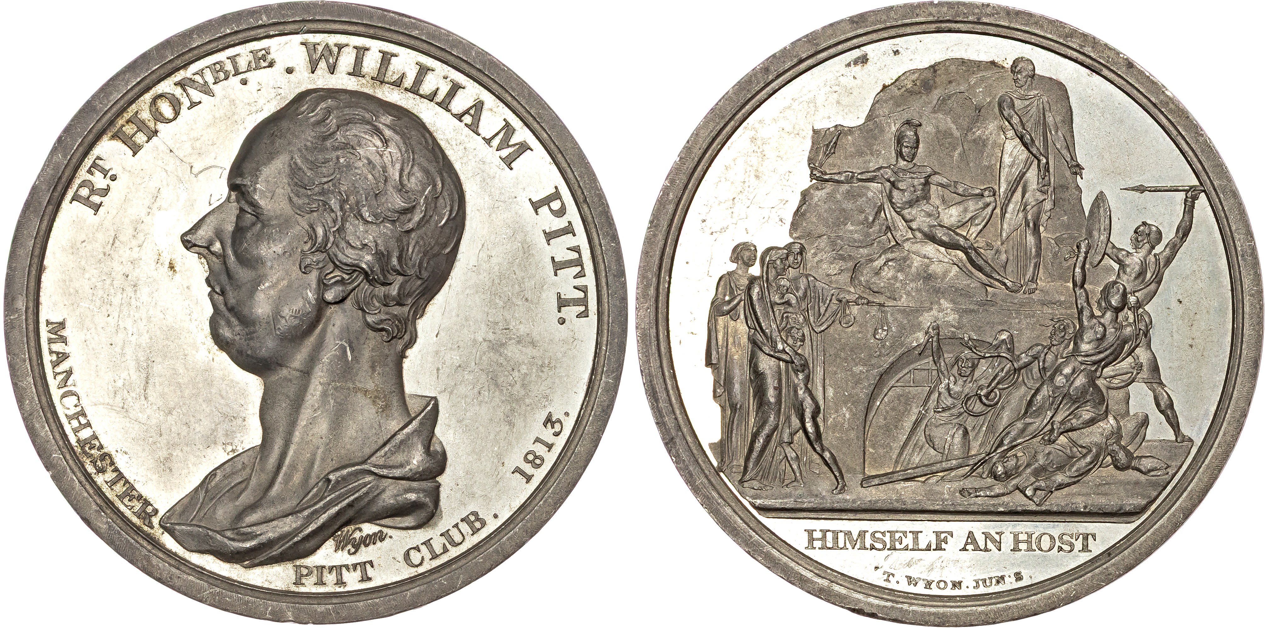 George III (1760-1820), Manchester Pitt Club, 1813, White-metal medal by T. Wyon Jr.