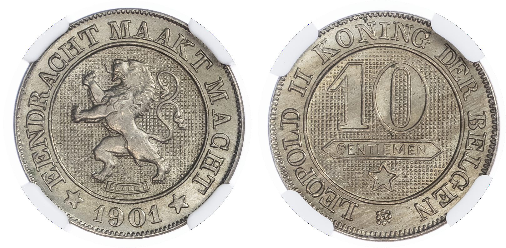 Belgium. Leopold II Cu-Ni 10 Centimes. 1901. Dutch Text. 