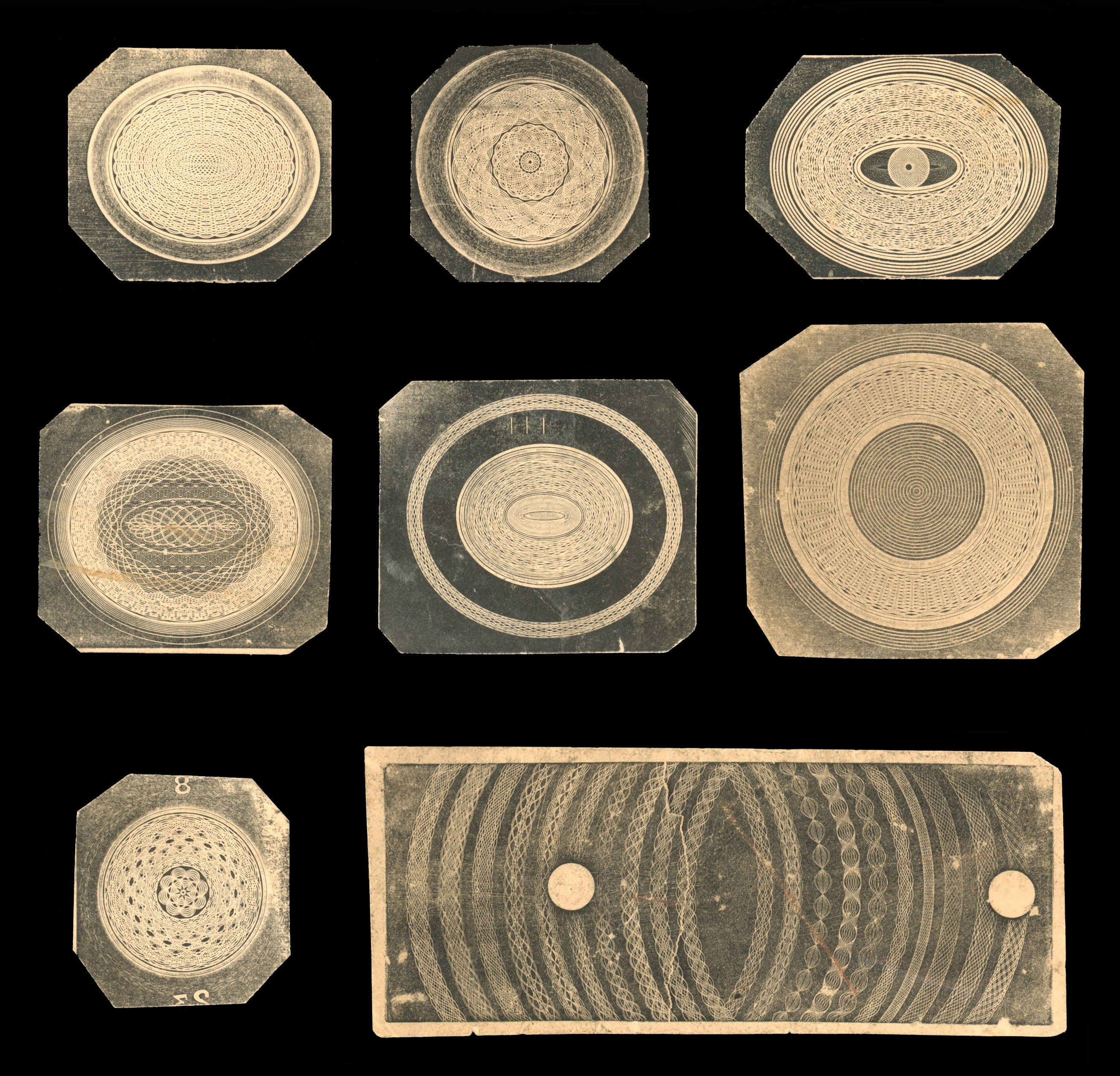 GB: 1840 (March)(c.) Perkins, Bacon and Co machine turned background trials, eight different types