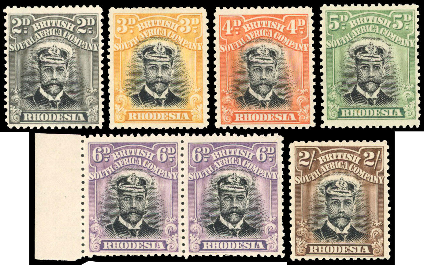 Rhodesia 1913-19 2d to 2s die I perf 14