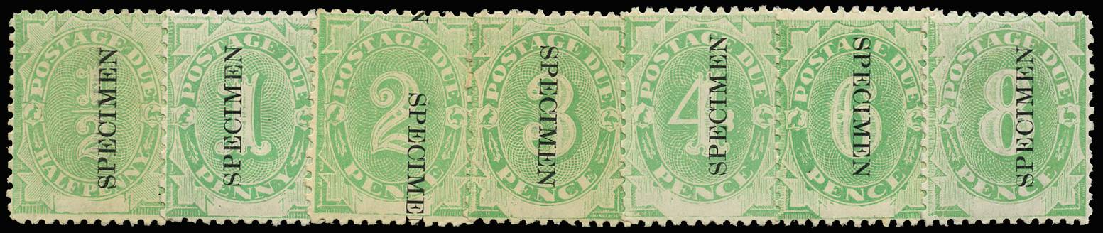 AUSTRALIA SG D1s/7s 1902 POSTAGE DUE SET OF 7 OPT SPECIMEN