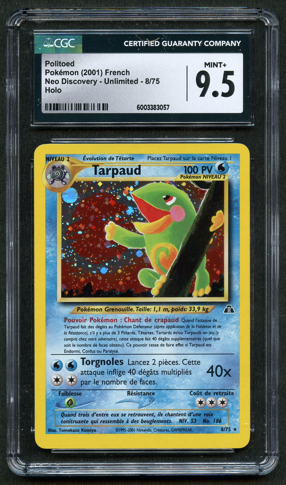 CGC 9.5 Politoed - Neo Discovery FRENCH - [Tarpaud]