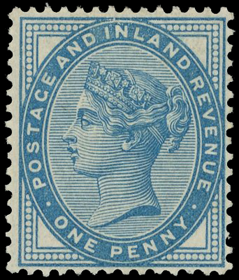 1881 1d colour trial (Die 2) in turquoise blue, perforated