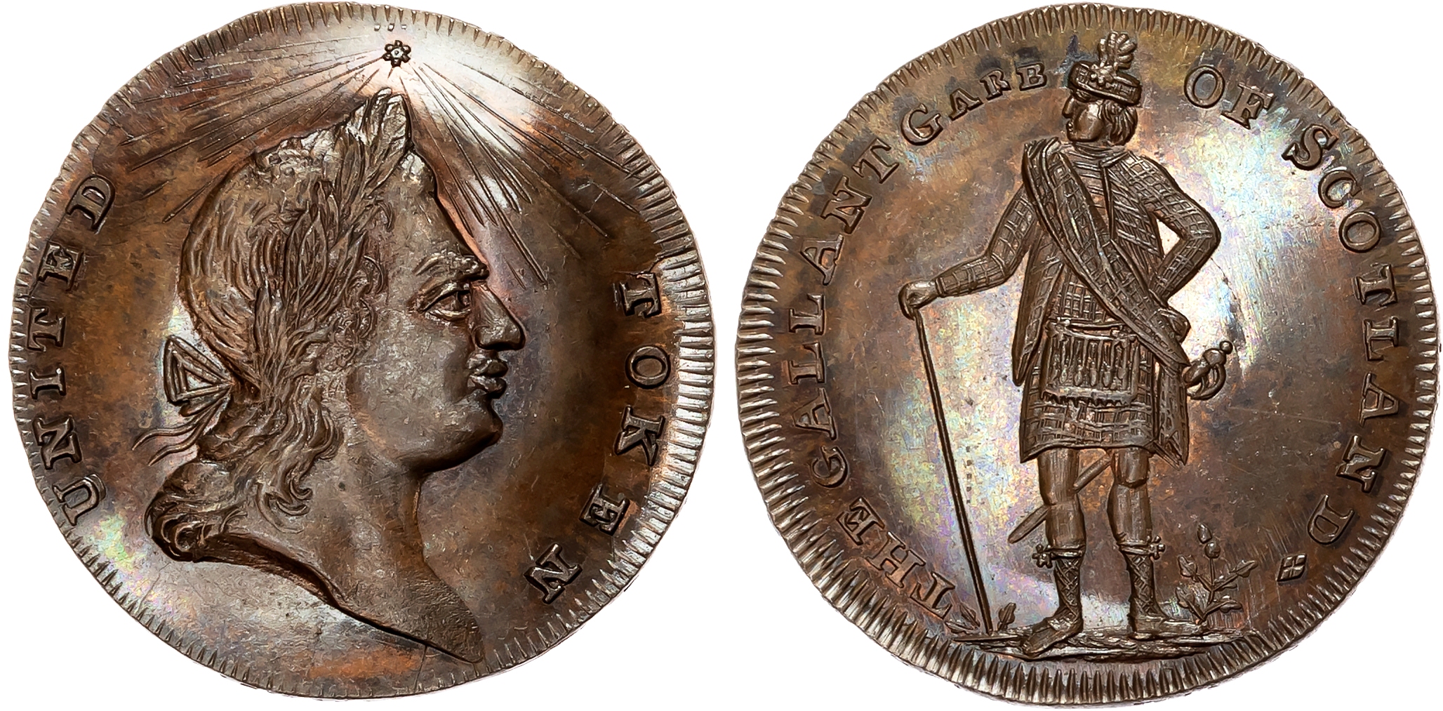 London, Holborn, Thomas Spence Halfpenny [late1790s], Laureate bust right of George III, rev. Highlander in national dre …