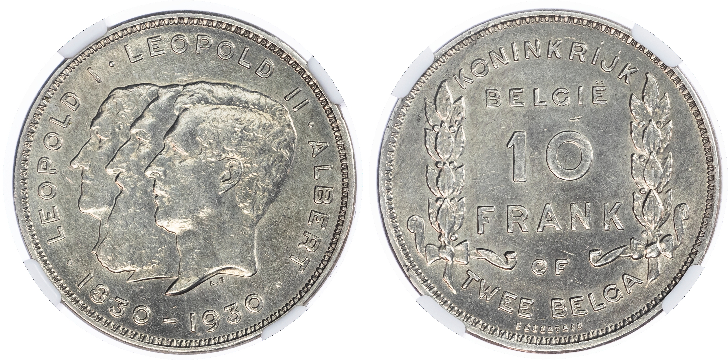 Belgium. Albert I Ni 2 Belga or 10 Francs. 1930. Dutch Text.