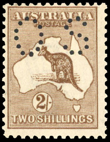 Australia OFFICIAL Perforated "OS" 2s red-brown (aniline) S.G. O49b. cat £2,250