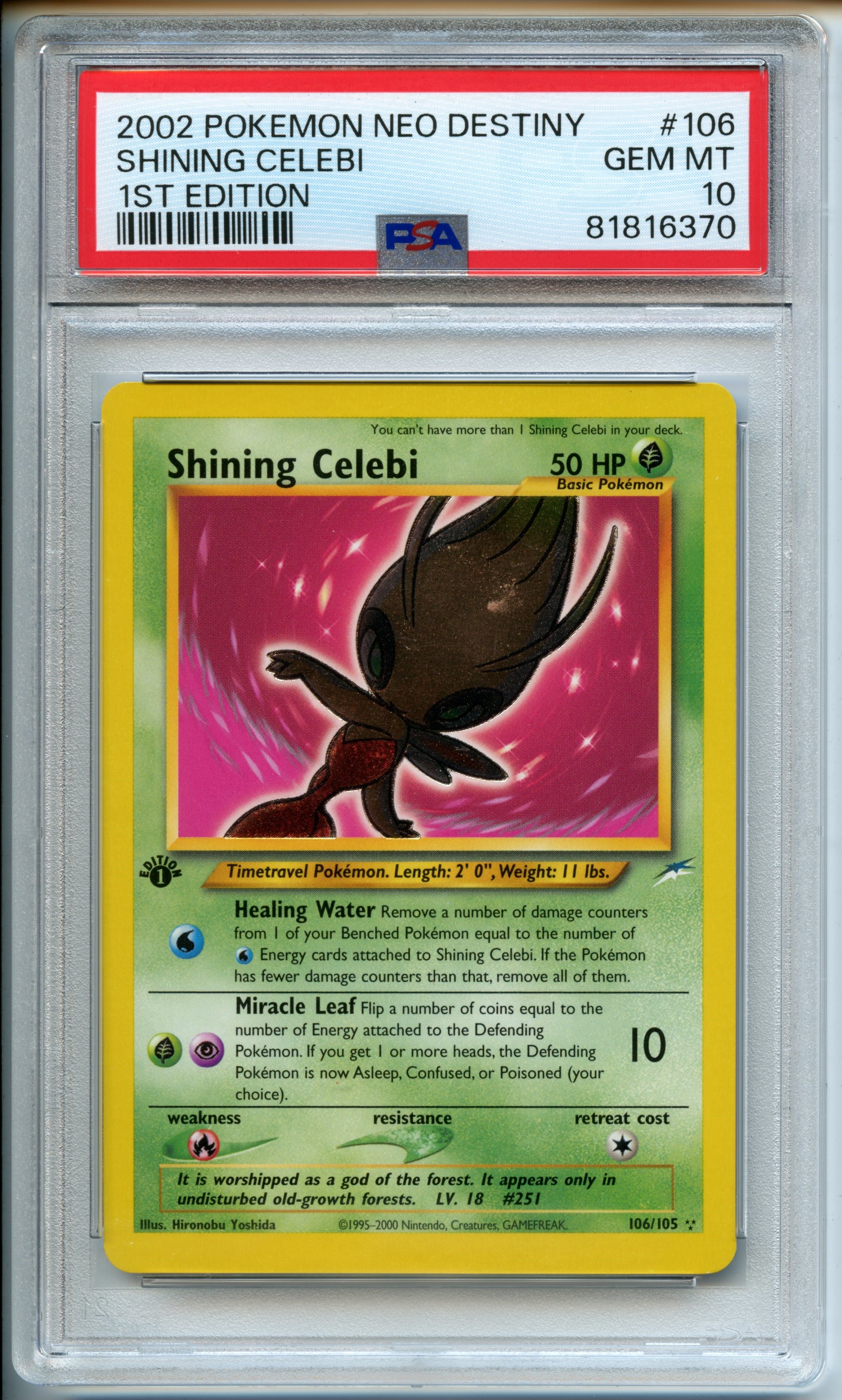 Pokémon TCG - Shining Celebi - 1st Edition Neo Destiny - PSA 10