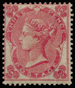 1862 3d Bright carmine-rose Pl.2. Very fine unused...